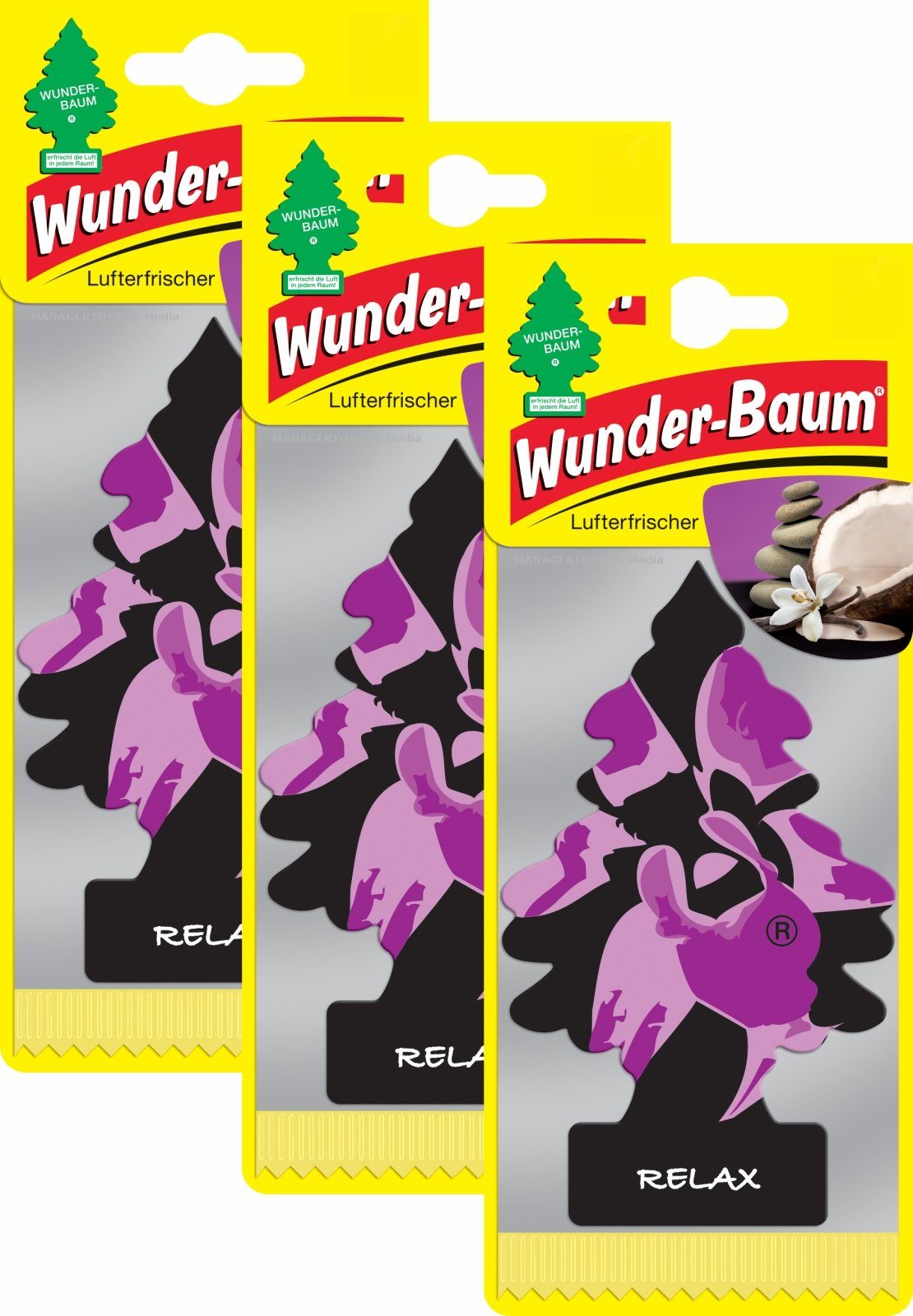 Wunder-Baum Dekobaum 3er Duftbäumchen Relax Wunderbaum 3 Set Lufterfrischer günstig online kaufen