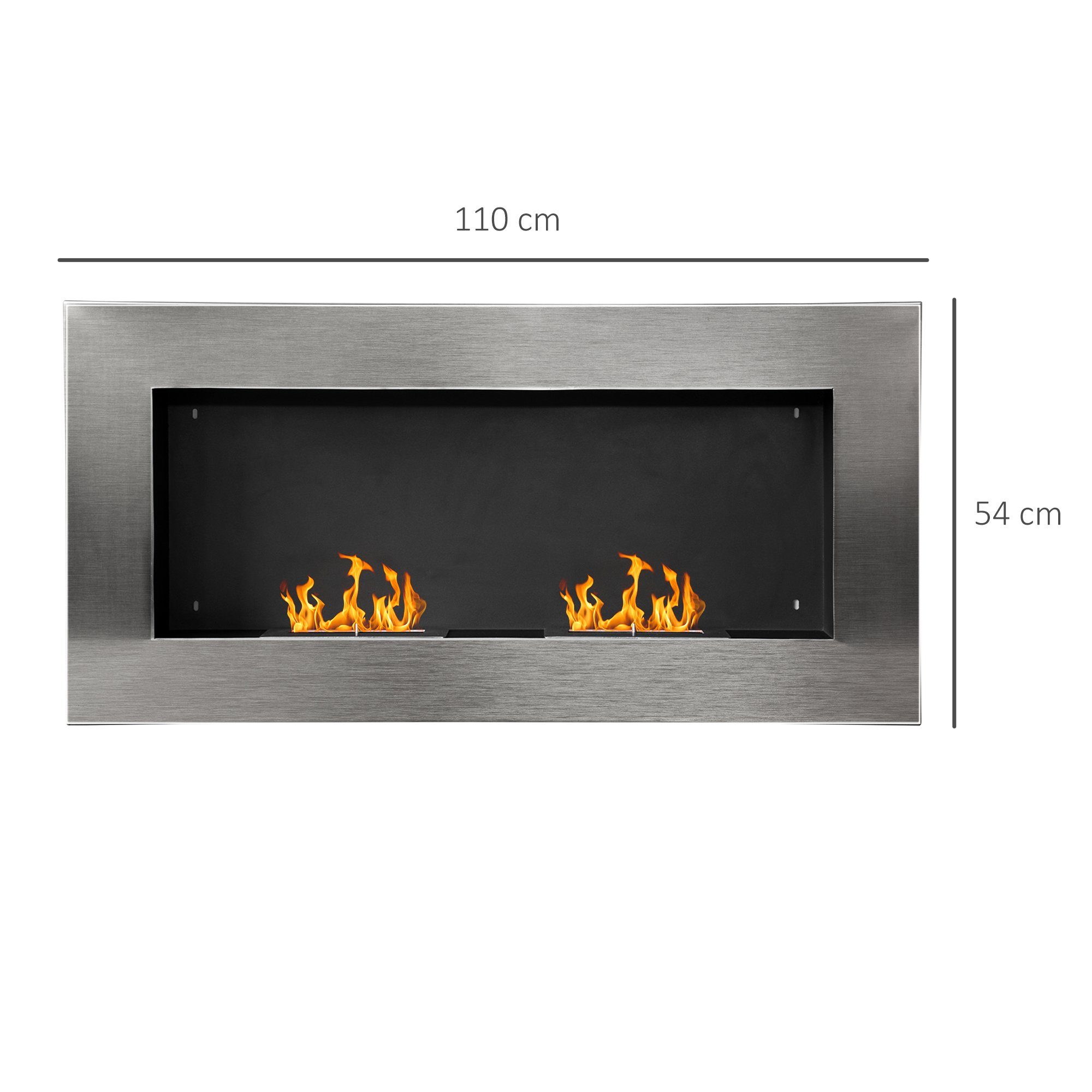 Bioethanol Silber Echtfeuer-Dekokamin x x 54 Gelkamin 14 (1-St), Ethanolkamin cm Wandkamin HOMCOM 110