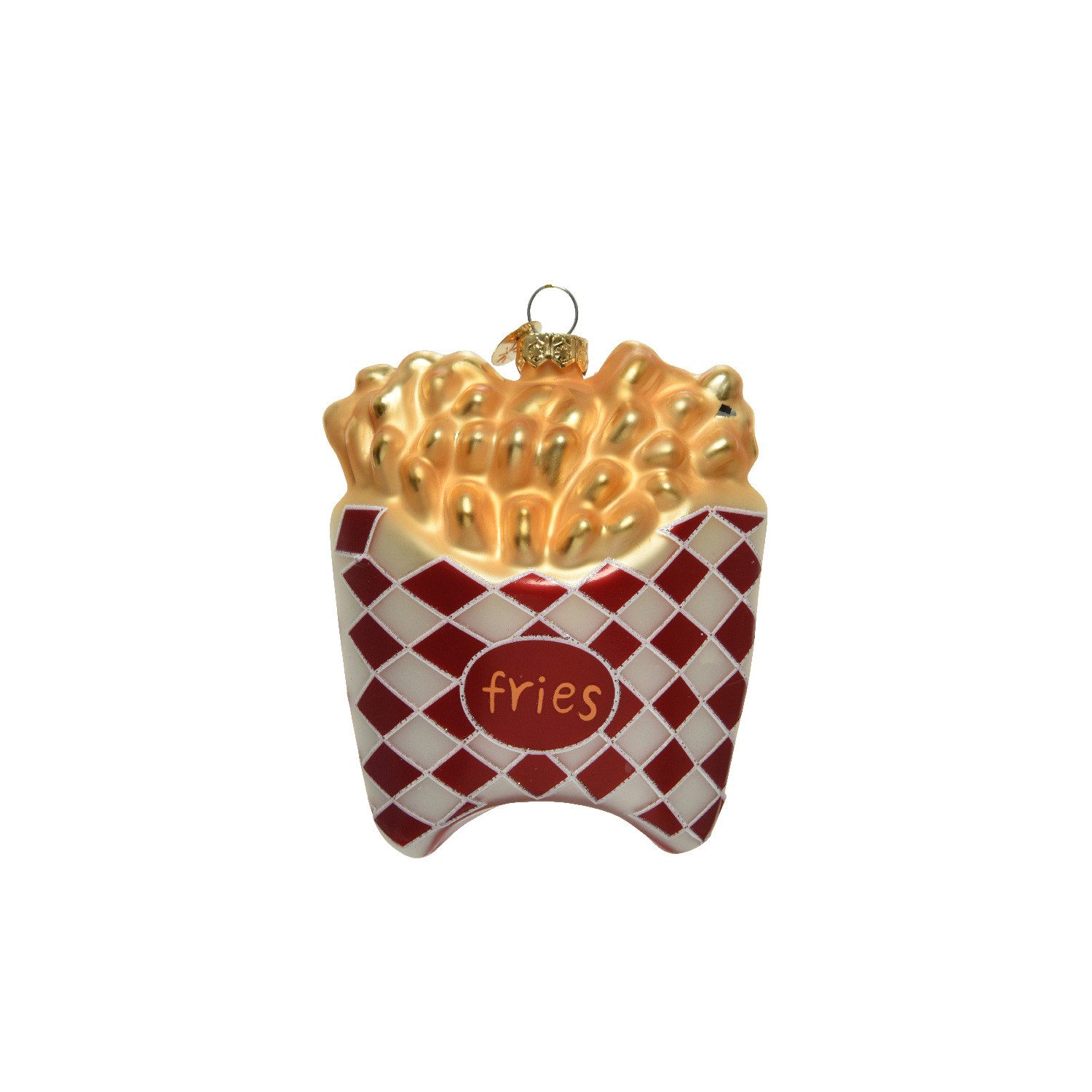 MARELIDA Christbaumschmuck Weihnachtsbaumschmuck Pommes Frites Tüte Fast Food Glas H: 11cm