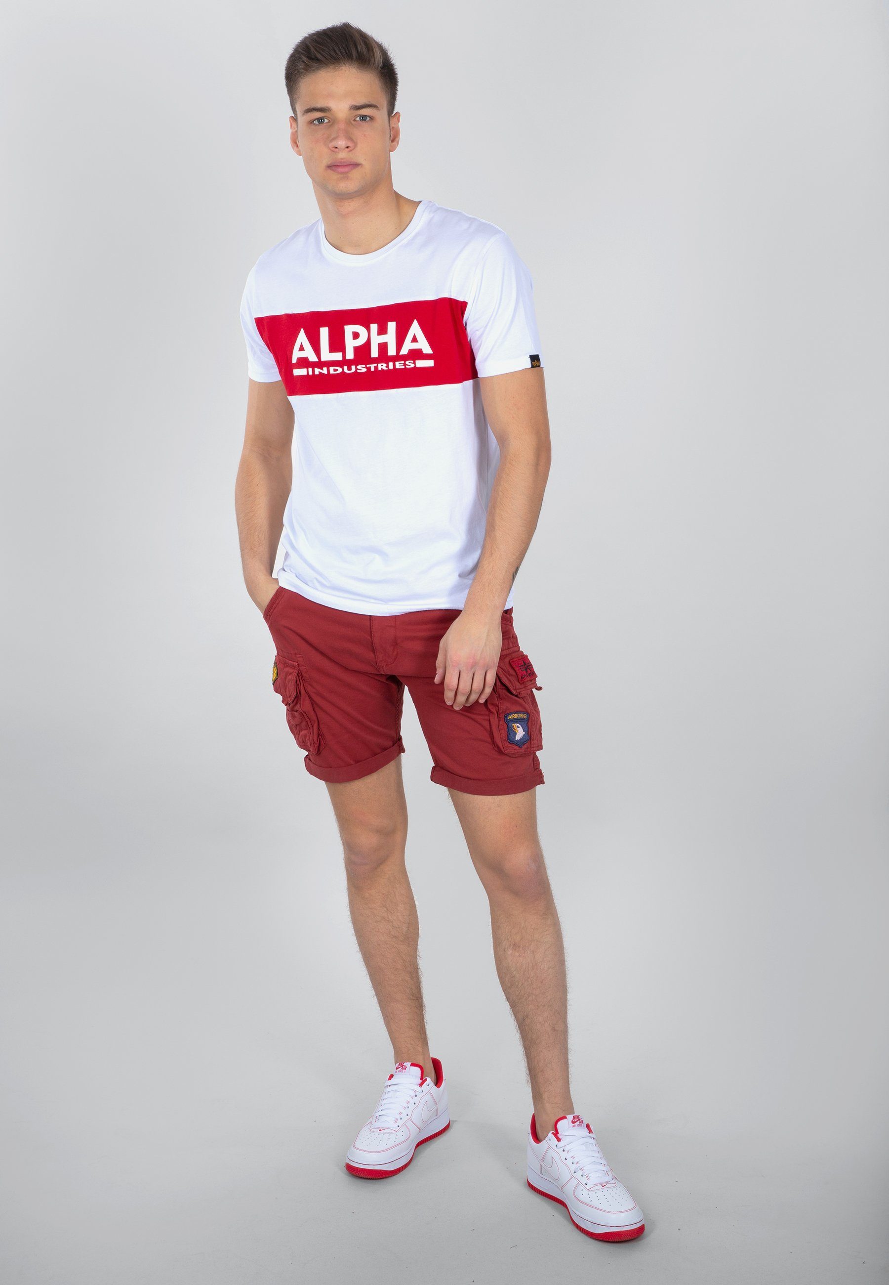 Shorts rot Short - Alpha Alpha Industries Industries Shorts Patch Men Crew