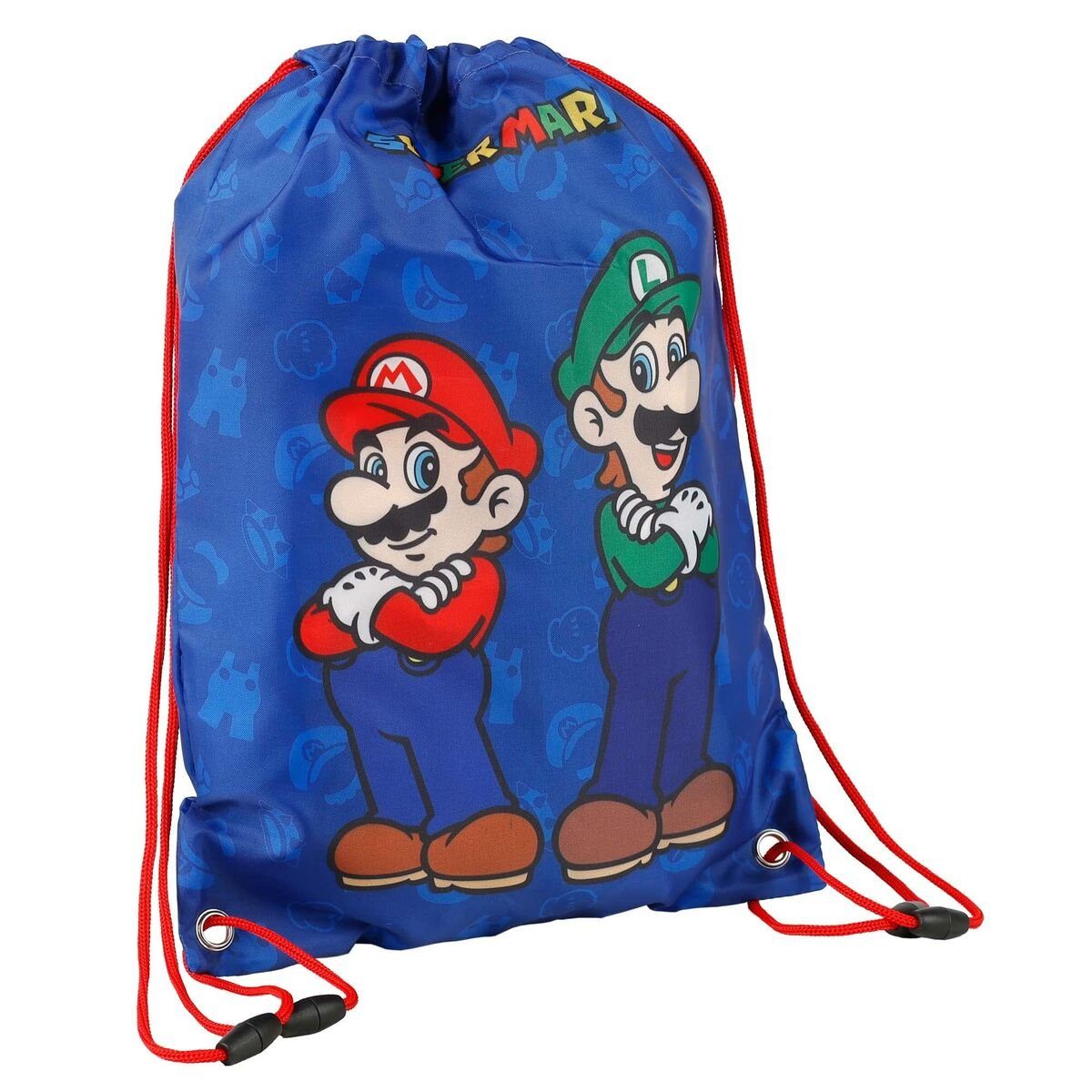 Super Mario Rucksack Super mario Rucksacktasche mit Bändern Super Mario Luigi Blau 40 x 29
