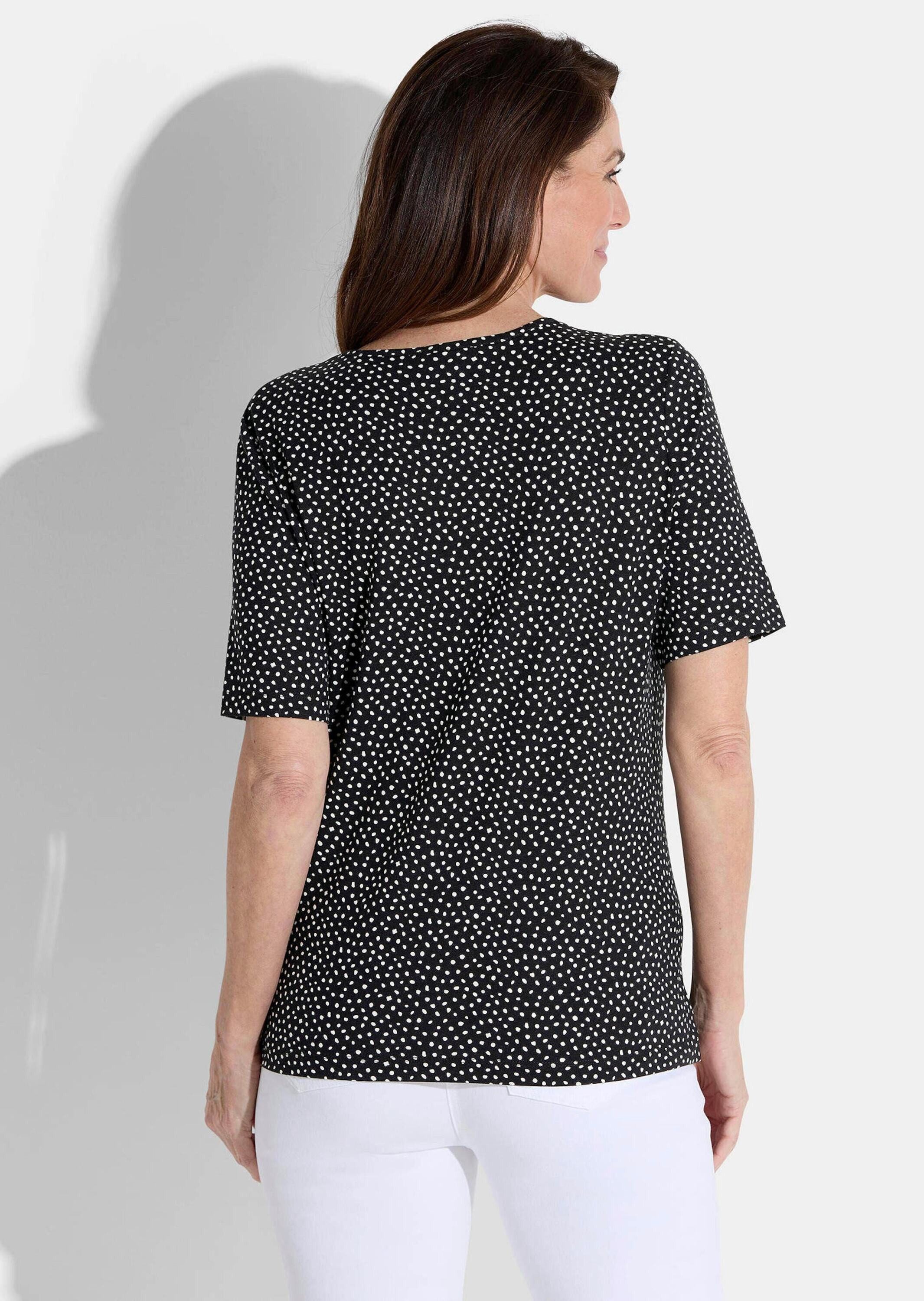GOLDNER T-Shirt Viskoseshirt mit Tupfen-Design Lässiges Stretchshirt mit Ru günstig online kaufen
