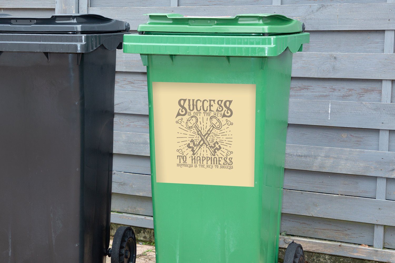 Mülltonne, Sticker, - St), (1 Schlüssel Container, - Mülleimer-aufkleber, Briefe MuchoWow Abfalbehälter Wandsticker Retro
