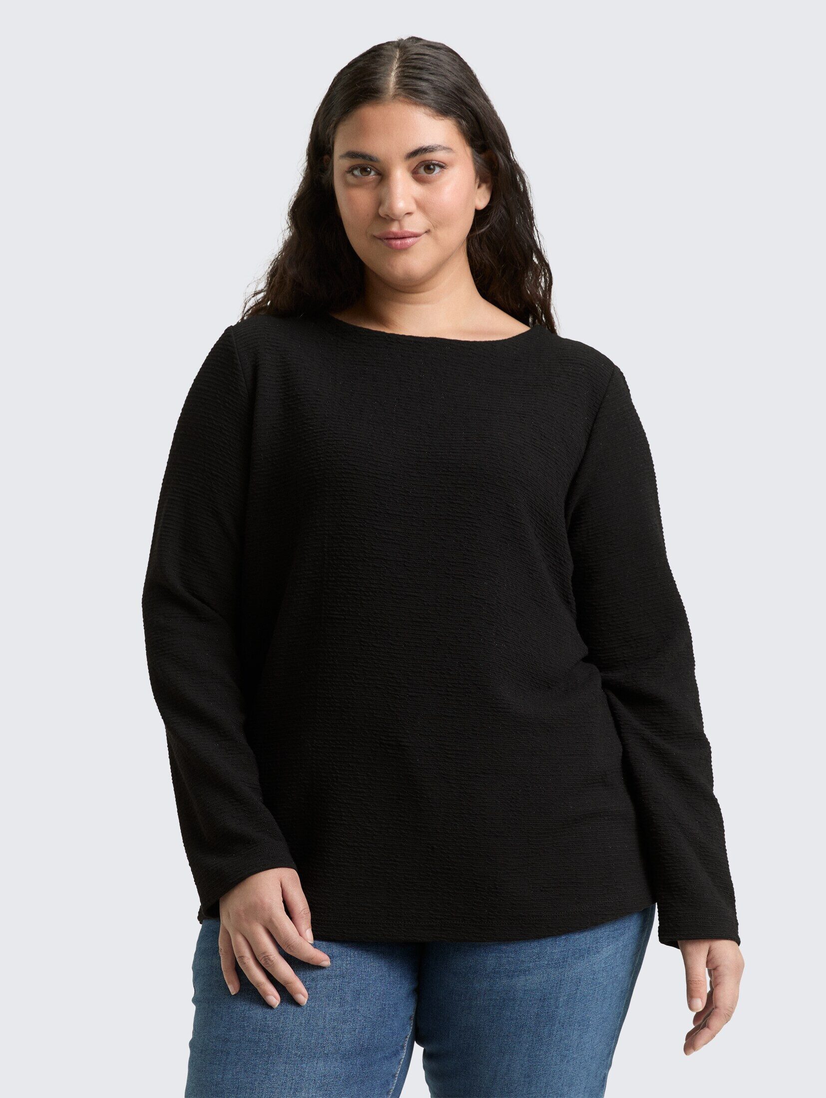 TOM TAILOR PLUS Sweatshirt Strick & Sweatshirts Plus Size - Sweatshirt mit Glitzer-Effekt
