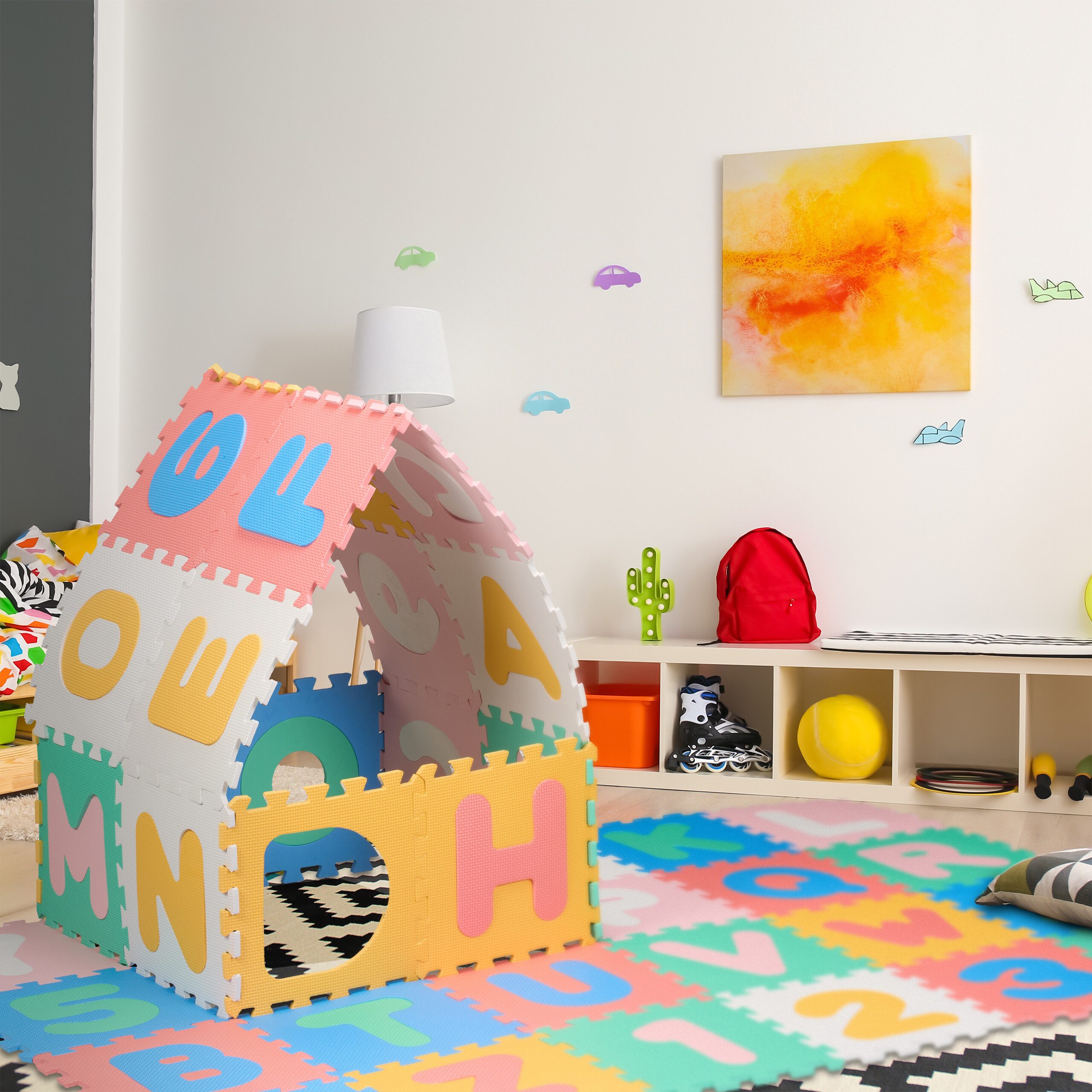 relaxdays Spielmatte Bunte Puzzlematte ABC und Zahlen (36-St) – Bild 2 von 5