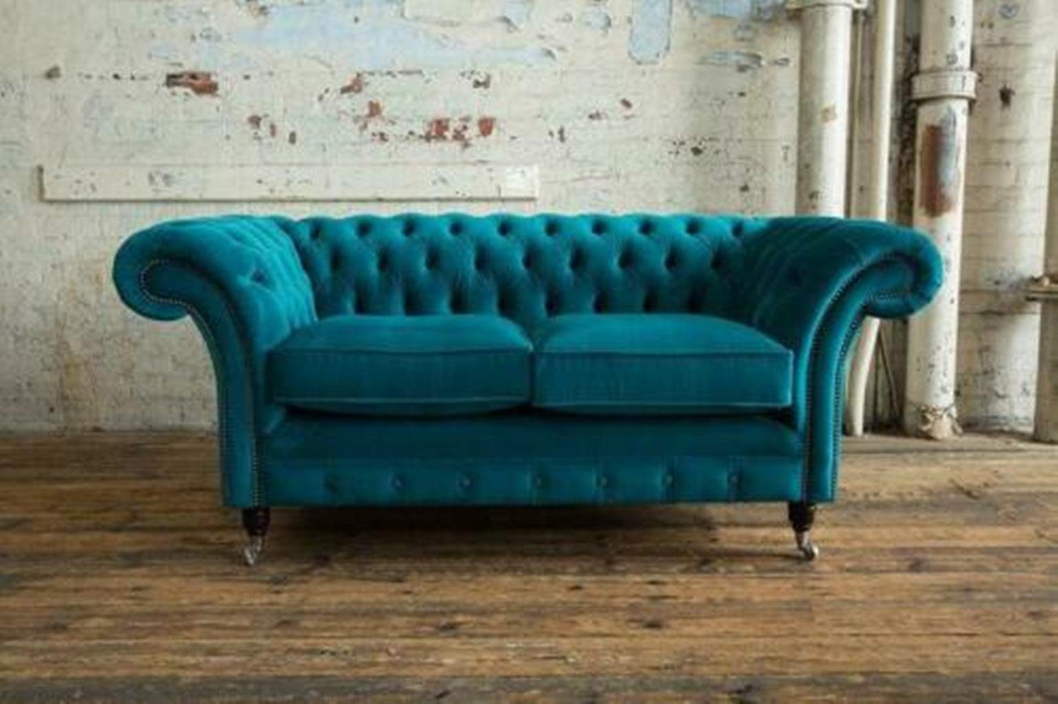 JVmoebel Chesterfield-Sofa, Chesterfield Couch Textil Stoff Sofa Edles Design Samt Designer