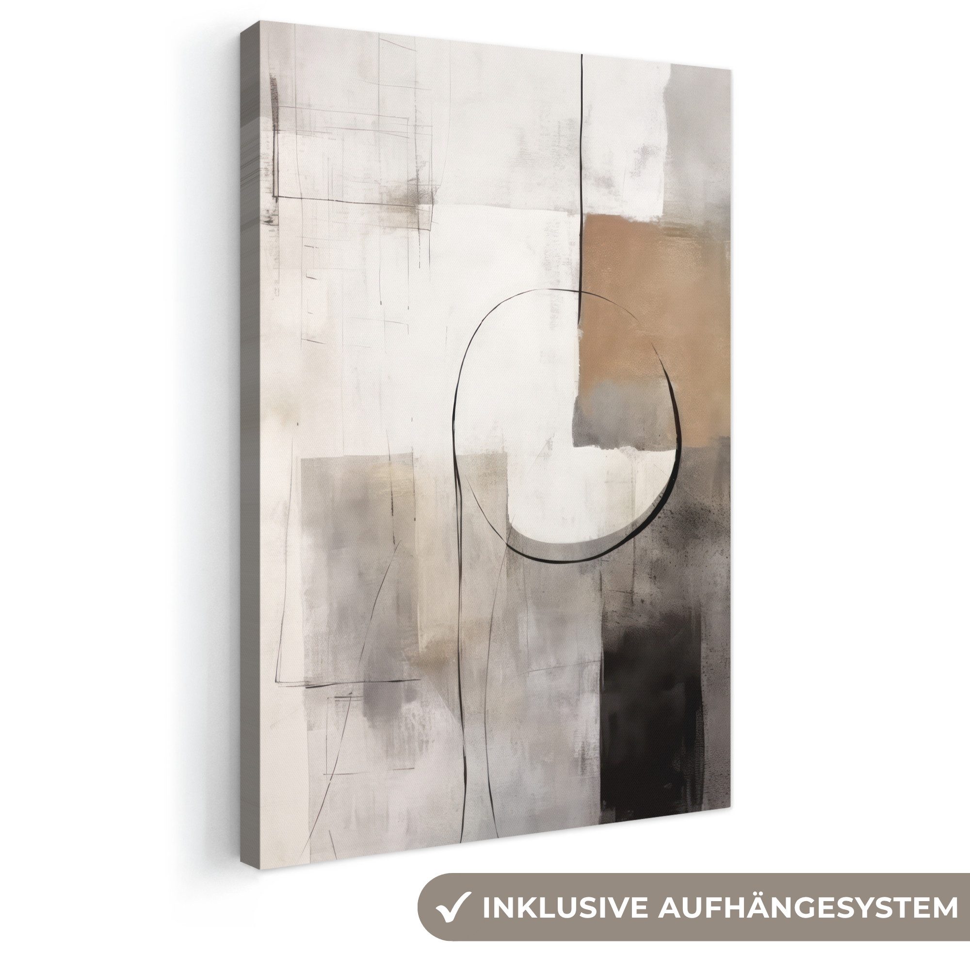 OneMillionCanvasses® Leinwandbild Abstrakte Kunst - Industriell - Weiß - Grau, Fotodruck (1 St), Leinwand Canvas Wandbild, Wanddekoration 20x30 cm