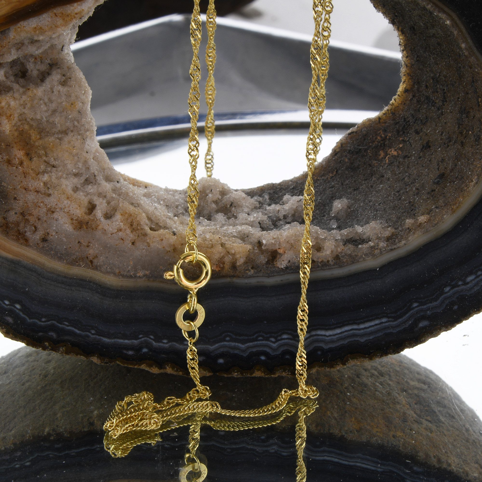 HOPLO Goldkette Goldkette Singapurkette Halskette Breite 1,6 mm 36 cm 333-8 Karat Gold, Made in Germany