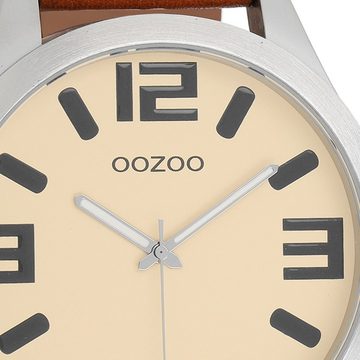 OOZOO Quarzuhr Oozoo Unisex Armbanduhr Timepieces Analog, (Analoguhr), Damen, Herrenuhr rund, extra groß (ca. 51mm) Lederarmband, Fashion