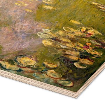 Posterlounge Holzbild Claude Monet, Der Seerosenteich (linke Tafel), Wohnzimmer Malerei
