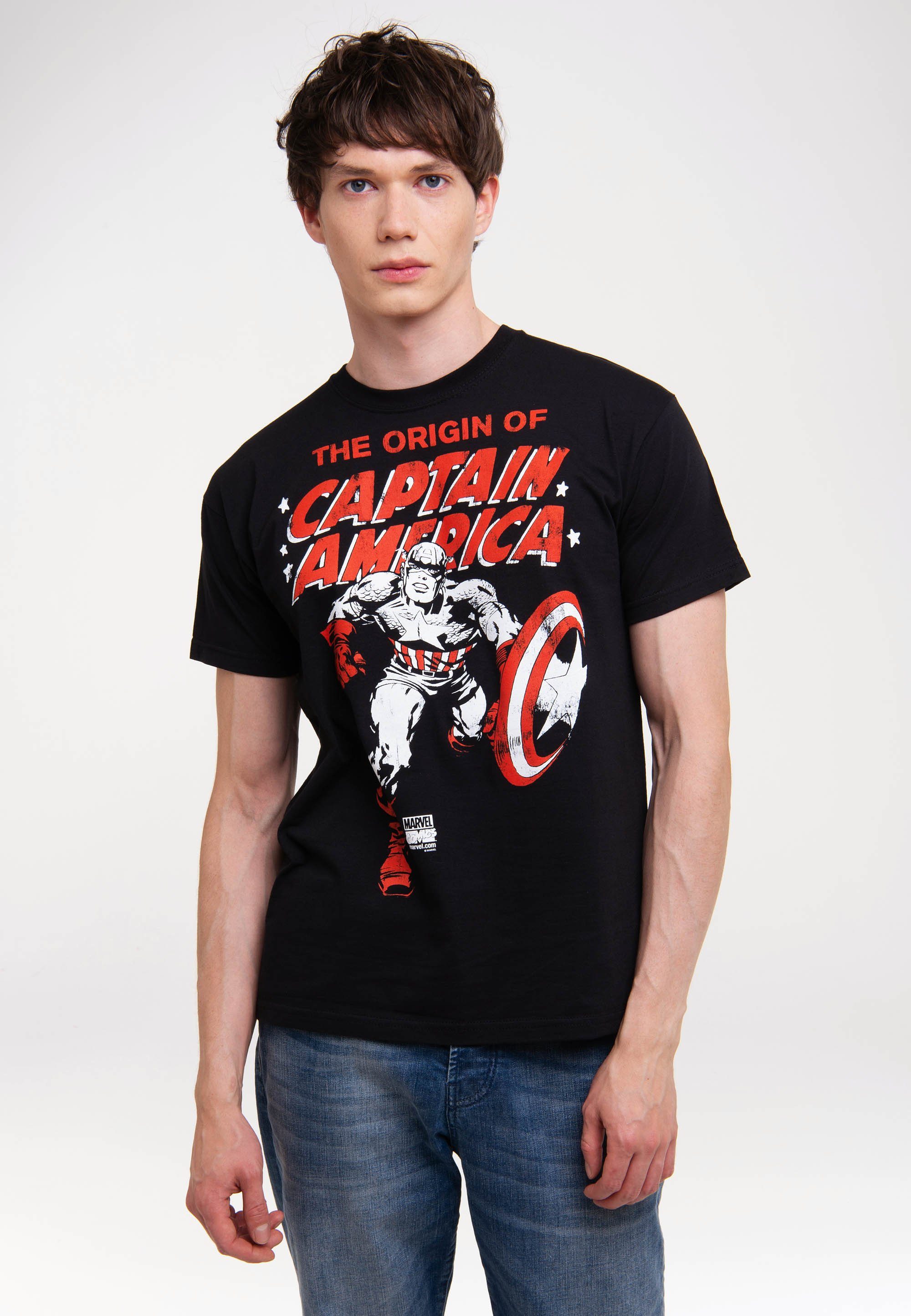 LOGOSHIRT T-Shirt The Origin Of Captain America mit lizenziertem Print | T-Shirts