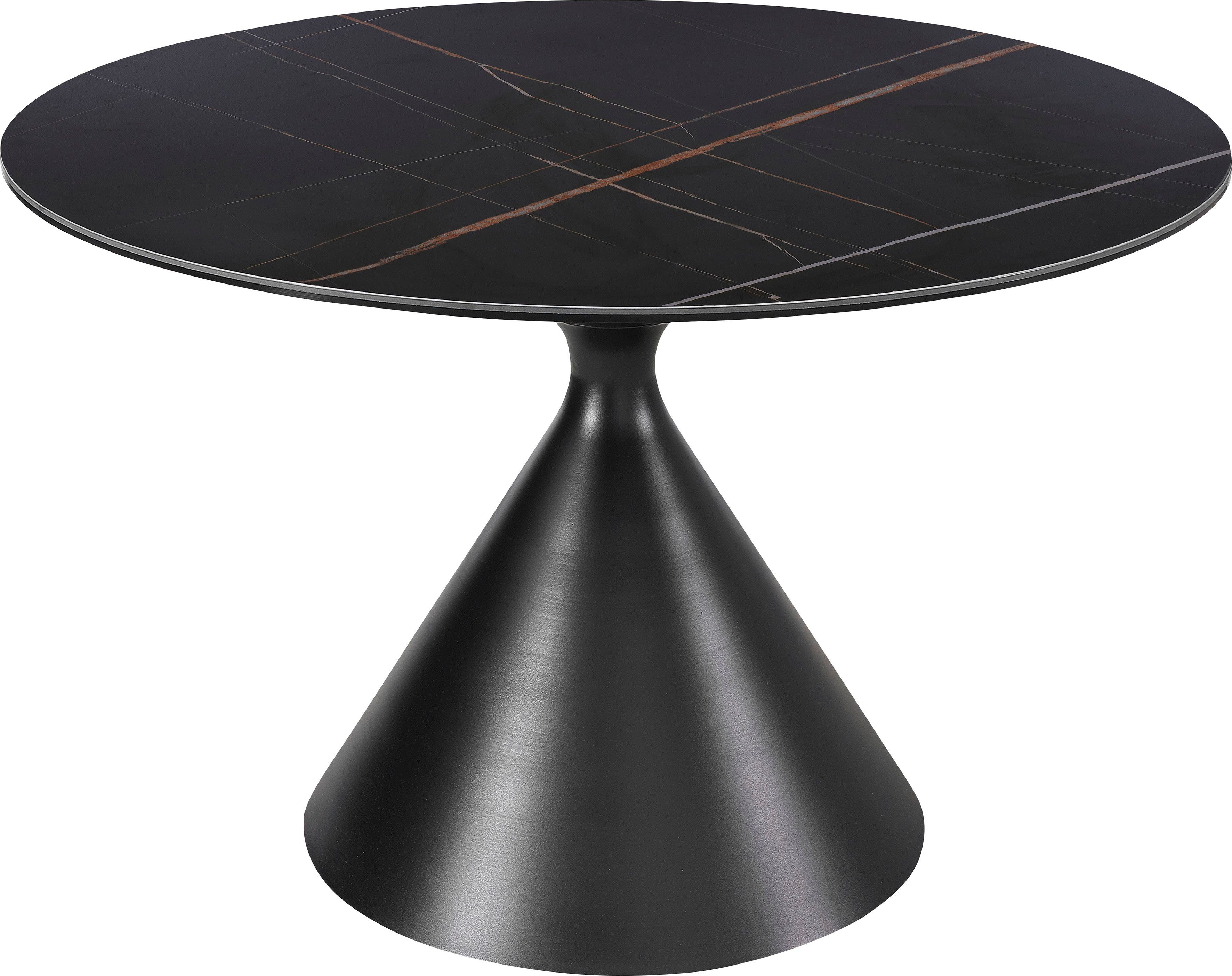 Leonique Esstisch Runder Esstich Winston, Esstisch, rund, Keramik, Marmoroptik, Anthrazit/Braun, 119x76