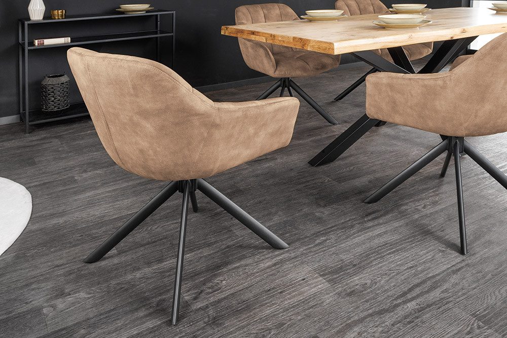 riess-ambiente Polsterstuhl PAPILLON champagner greige / schwarz - Samt, 180° drehbar, Armlehnen (Einzelartikel, 1 St), Drehstuhl mit Auto-Return Funktion & Met – Bild 5 von 5
