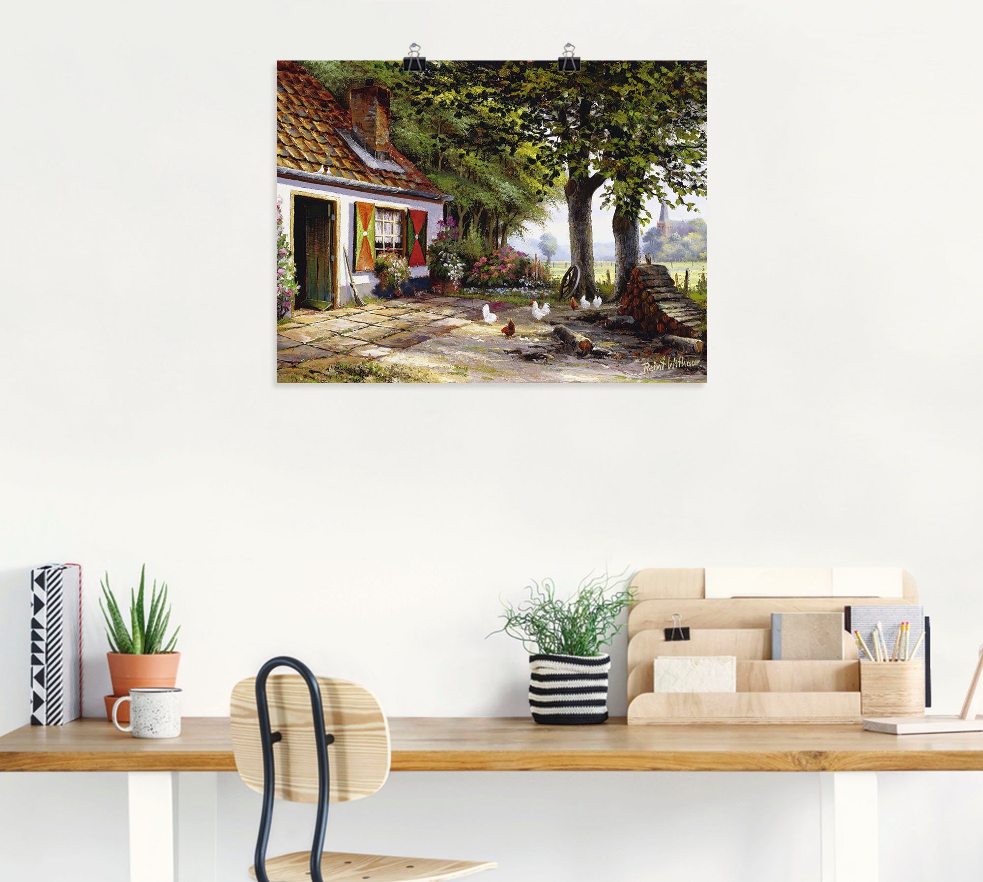 Artland Wandbild Hühner auf dem Hof, Garten (1 St), als Leinwandbild, Poster in verschied. Größen