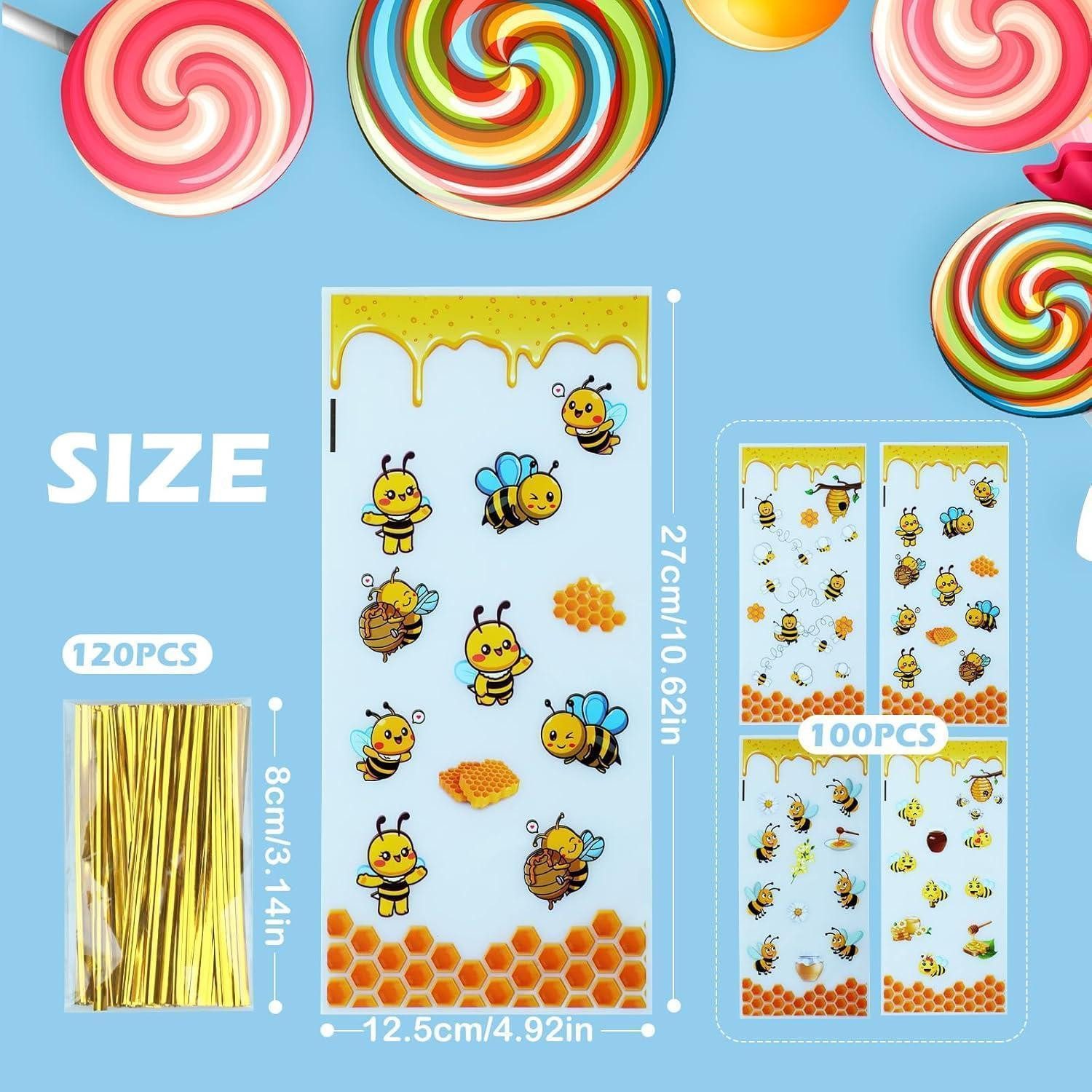 LuxusKollektion Geschenkfolie Zellophantüten 100 Stück 27x12,5cm Transparent Süßigkeiten Biene