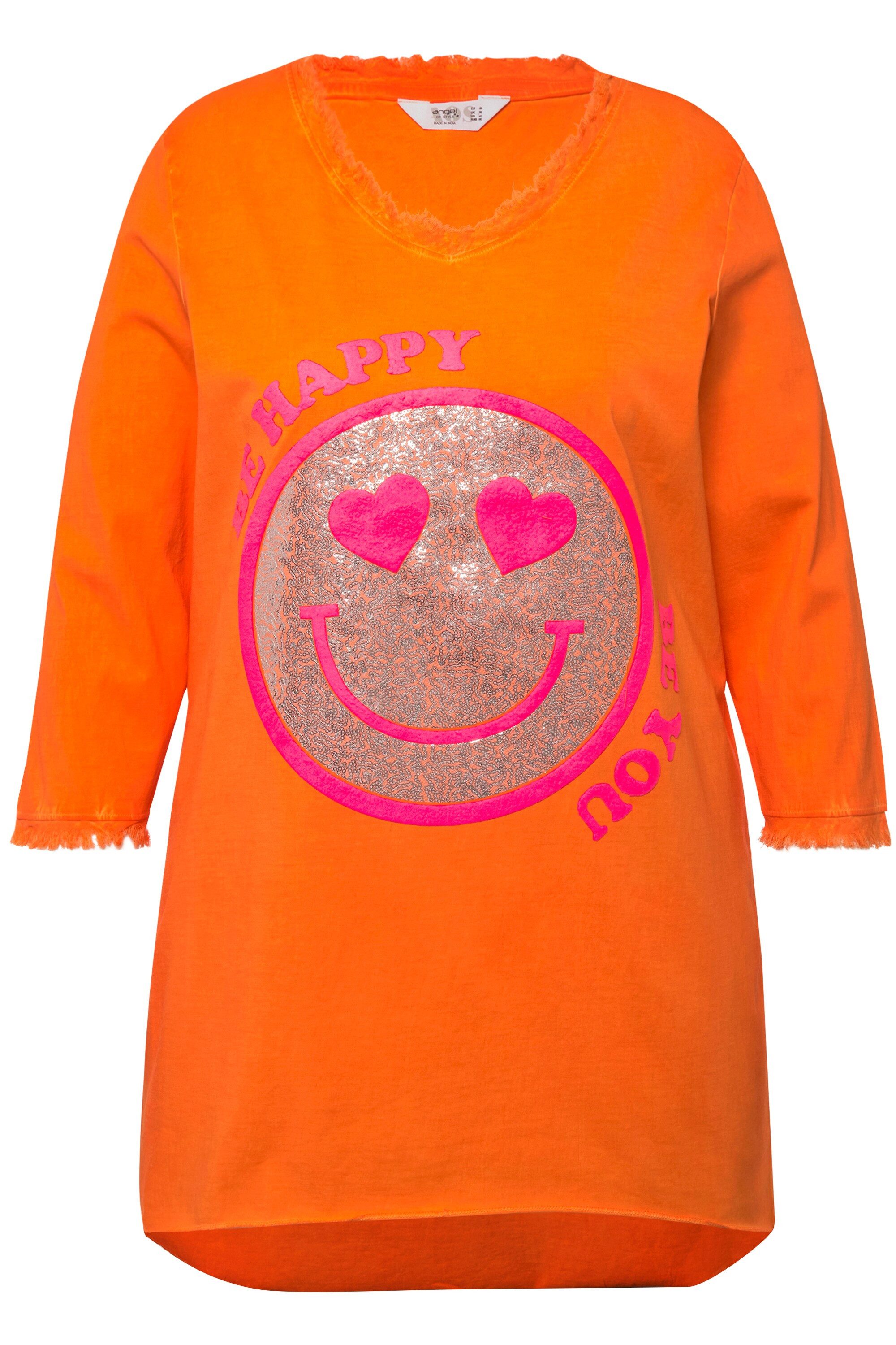Angel of Style Longshirt T-Shirt A-Linie Pailletten-Smiley V-Ausschnitt günstig online kaufen