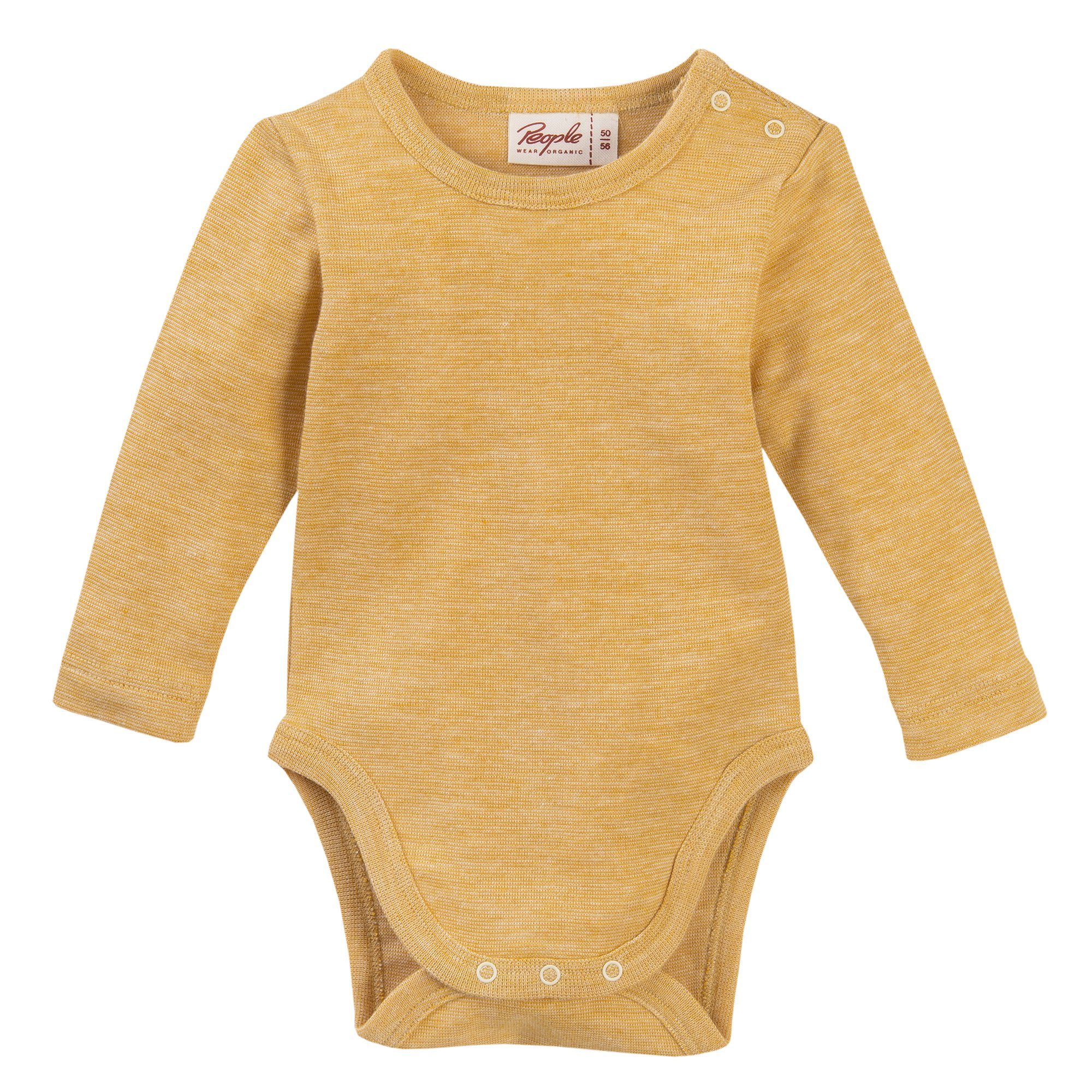 People Wear Organic Body Langarm Baby Body, Meliert Bio Baumwolle & Bio Wolle