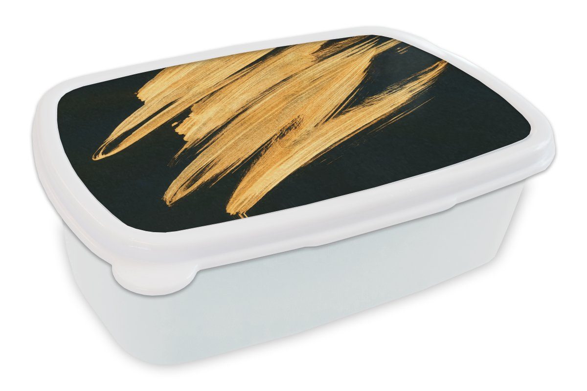 Mädchen für Gold MuchoWow Brotdose, Streifen - und - Farbe Brotbox Luxus Erwachsene, weiß Jungs Kinder Kunststoff, - und Abstrakt, für - Lunchbox (2-tlg),