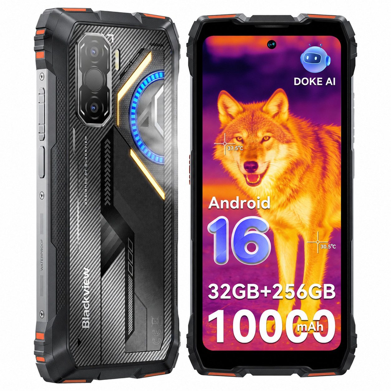 blackview ROCK 3 108MP, Wärmebildkamera,10000mAh, 400lm LED Outdoor Smartphone (6,78 cm, 256 GB Speicherplatz, 108 MP Kamera, Android 16, 120Hz, 108MP, 10000mAh, Dual-SIM, NFC)