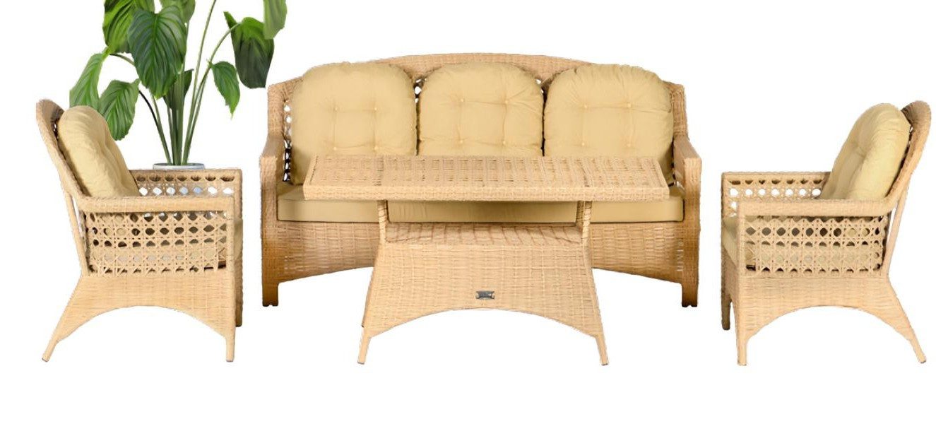 Xlmoebel Gartenlounge-Set 4-teiliges Gartenmöbel Set mit Sofa und Couchtisch, (Gartenlounge-Set, 4-tlg., 4-teiliges Gartenmöbel-Set), Made in Europa