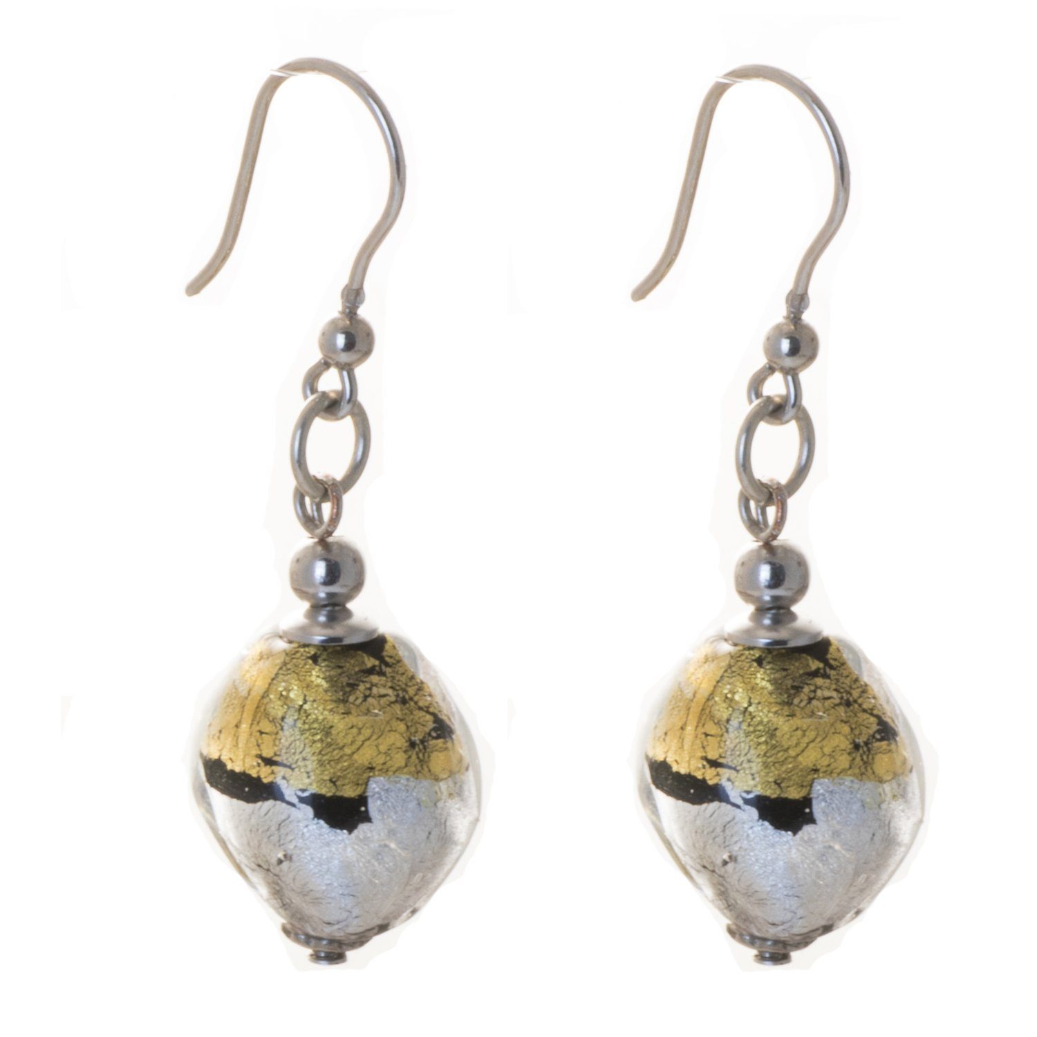 Bella Carina Paar Ohrhänger Ohrringe mit echtem Murano Glas aus Murano / Venedig gold silber 925 Silber