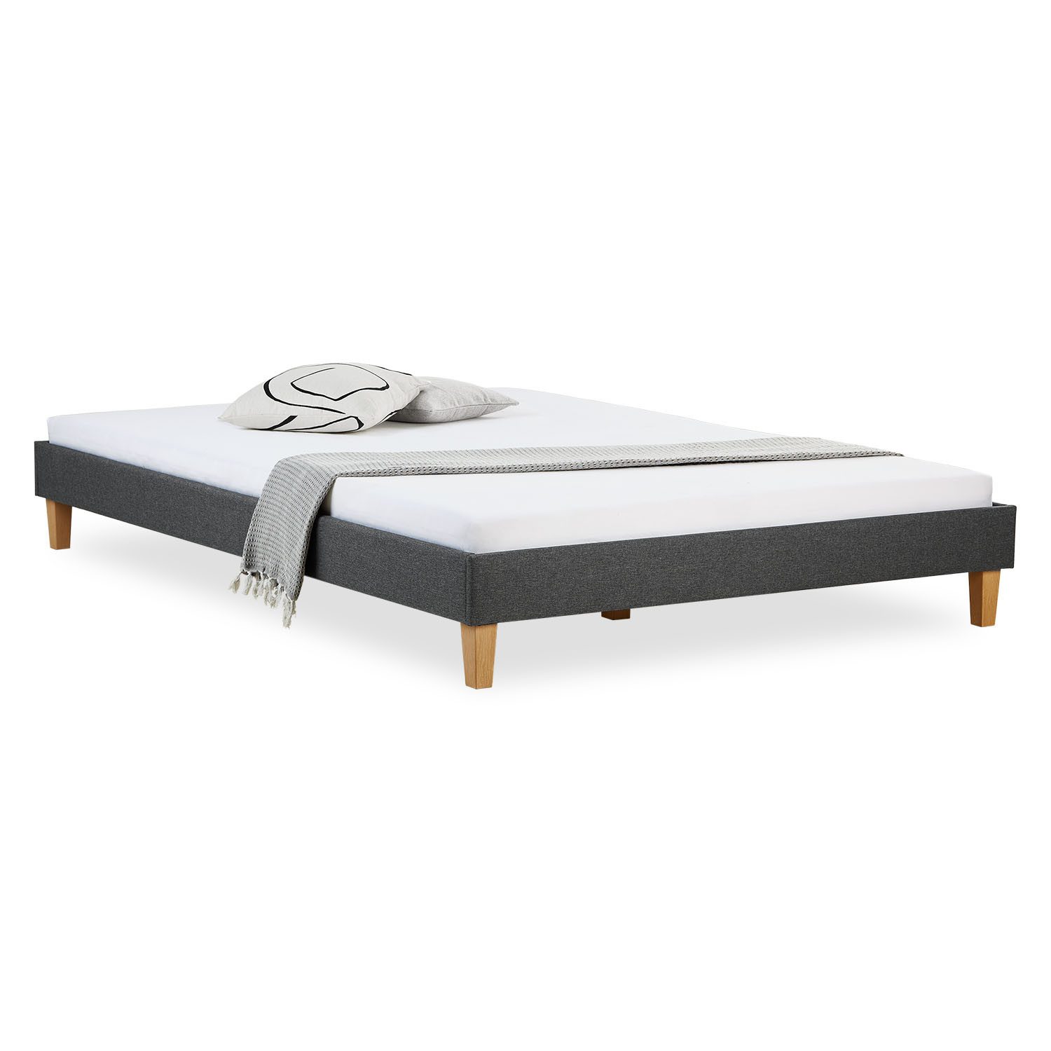 Homestyle4u Polsterbett mit Lattenrost 160x200 cm in Grau 1982 günstig online kaufen