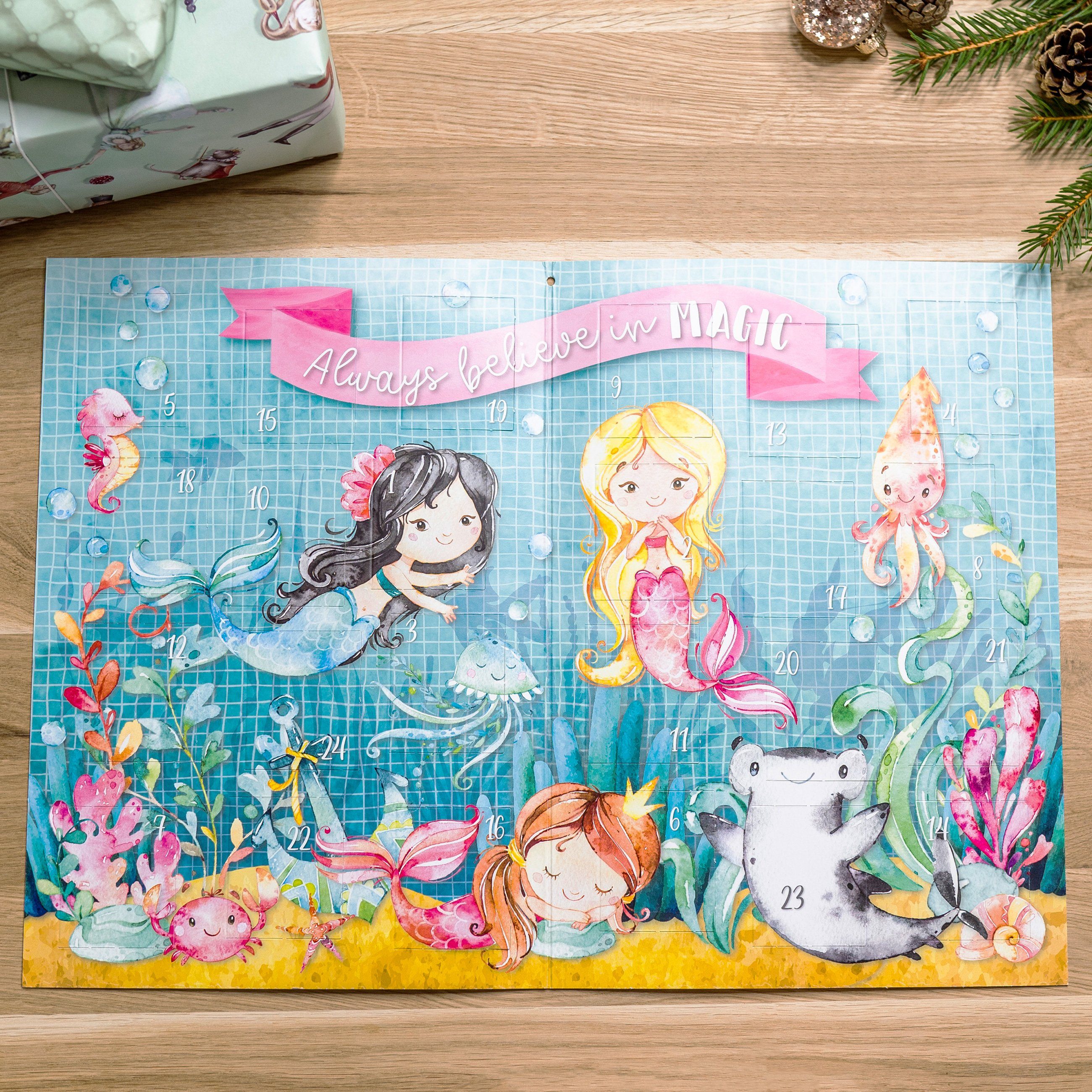 PAPIERDRACHEN Adventskalender Tattoo-Adventskalender (Adventskalender mit 24 Tattoos - kindgerechte Designs - erhältlich in vier verschiedenen Designs)