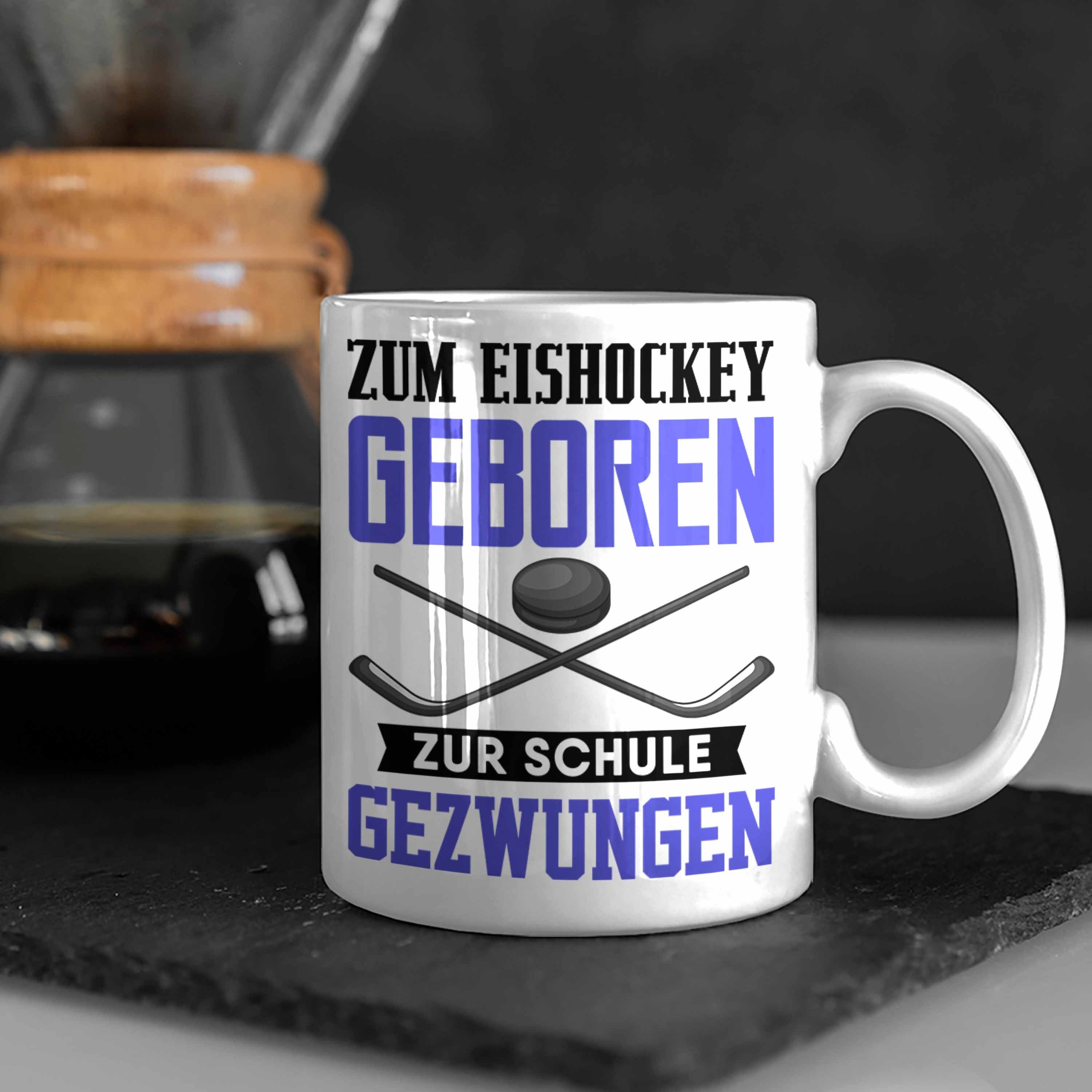 Trendation Tasse Geschenkideen Eishockey Weiss Kinder Eishockey-Spieler Ei Zum Tasse Geschenk