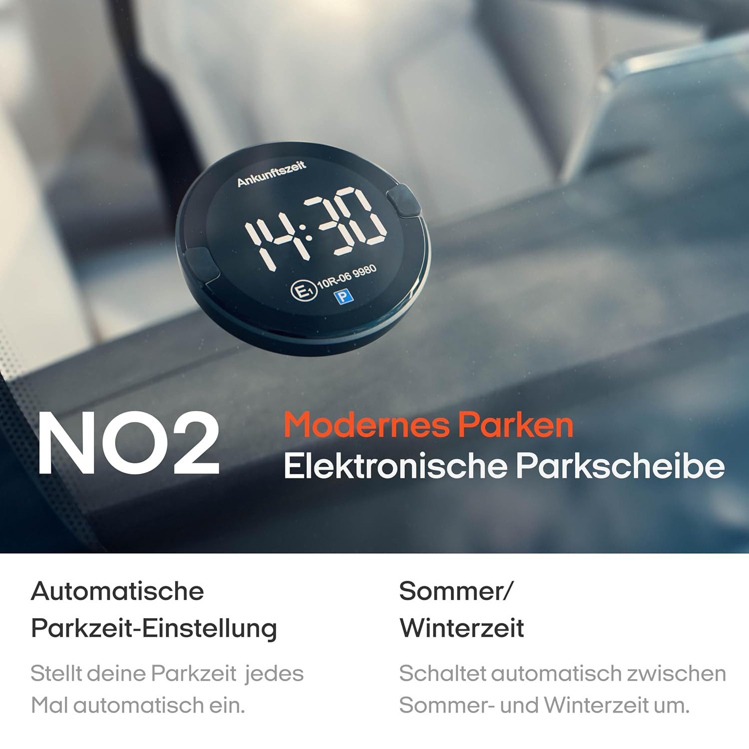 OOONO OOONO P-DISC NO2 – Digitale Parkuhr / Parkscheibe - TÜV KBA Verkehrsalarm