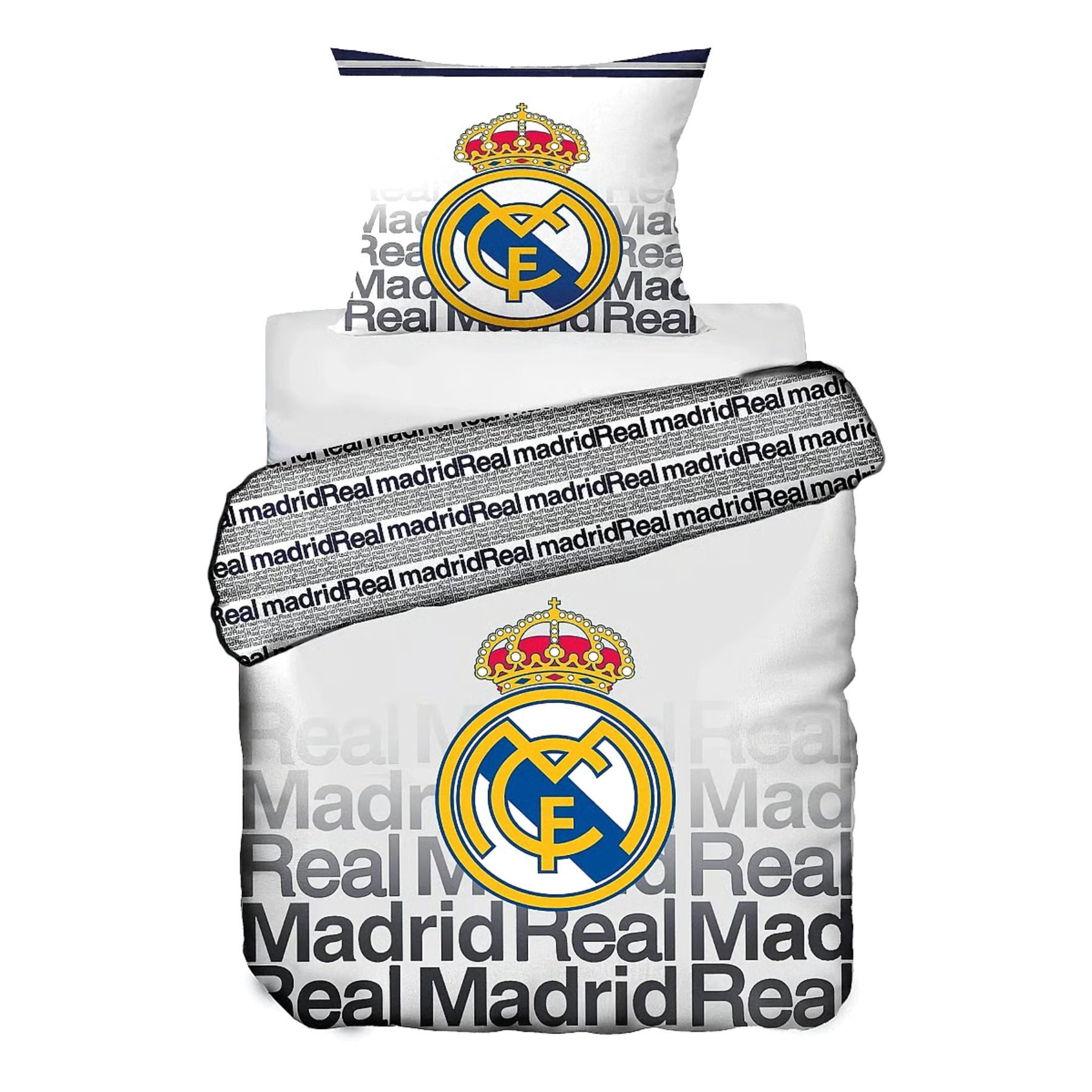 Real Madrid Bettwäsche Weiß Bettbezug Kissenbezug Baumwolle 140 × 200 cm, Baumwolle