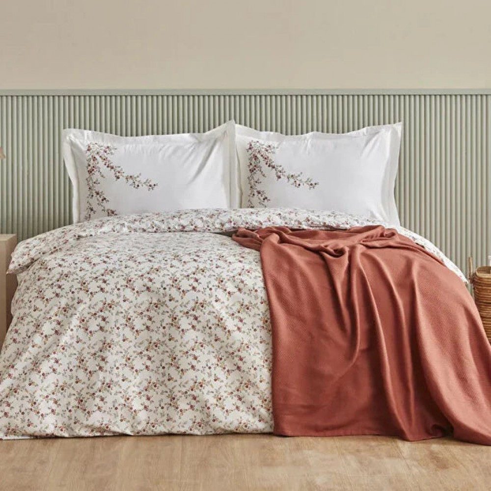 Karaca Bettwäsche Mizu Bettwäsche-Set aus 100 % Baumwolle, Doppelbett, Mehrfarbig