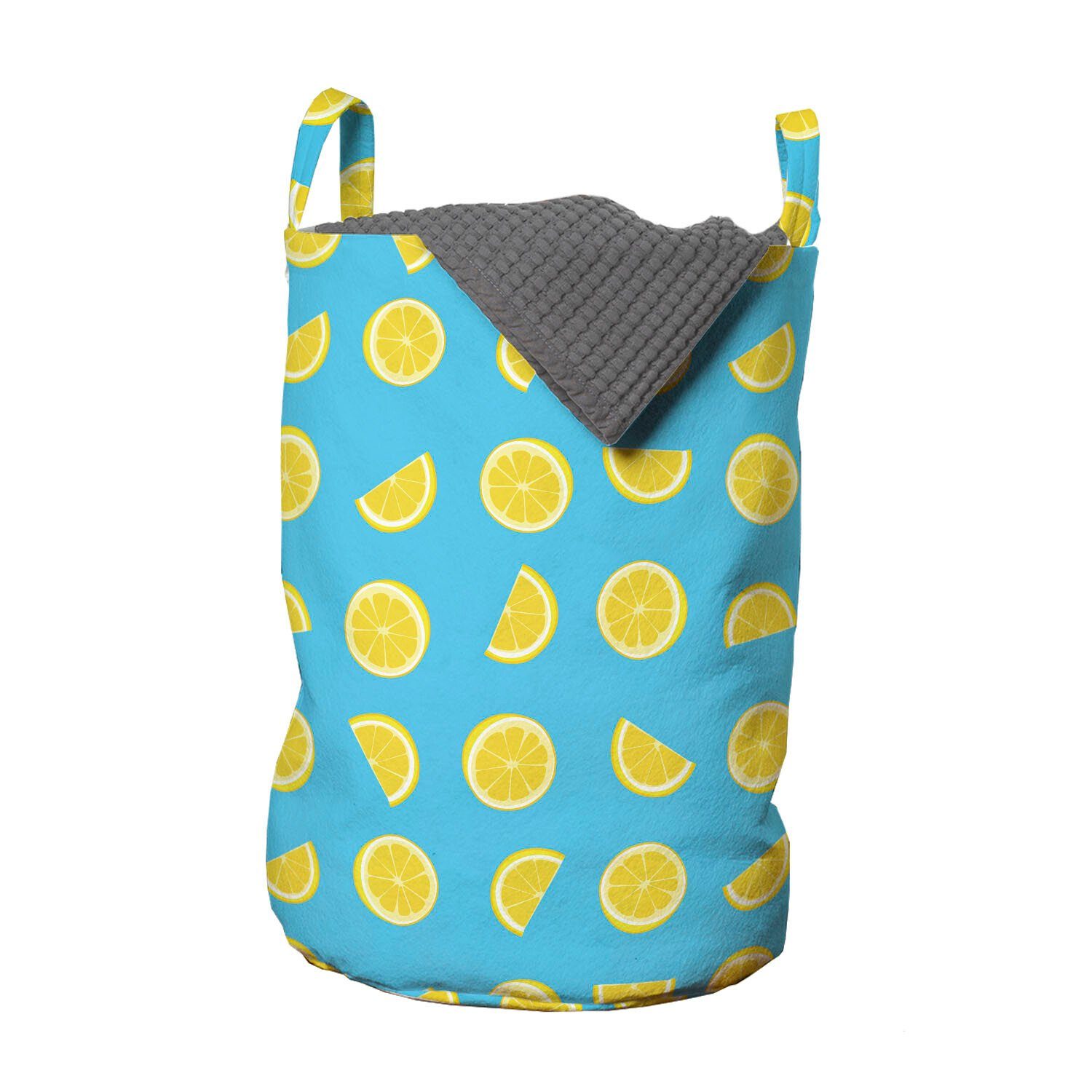Abakuhaus Wäschesäckchen Wäschekorb mit Griffen Kordelzugverschluss für Waschsalons, Zitrone Scheiben Sommer Sonne
