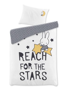 Babybettwäsche Miffy Hase 100x135 + 40x60 cm, 100 % Baumwolle, MTOnlinehandel, Biber, 2 teilig, soft und kuschelweich für Babys und Kleinkinder