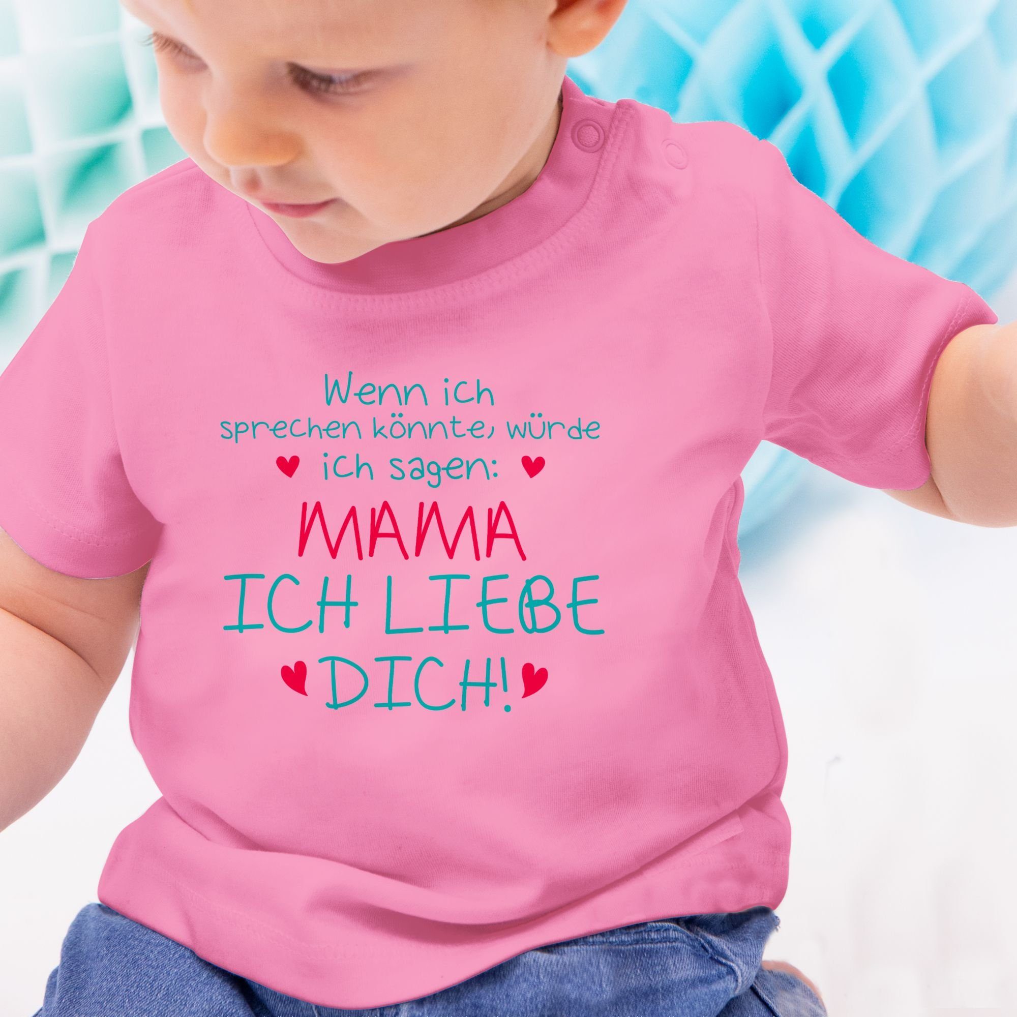 Shirtracer T-Shirt 3 Mama Muttertagsgeschenk ich liebe dich Pink
