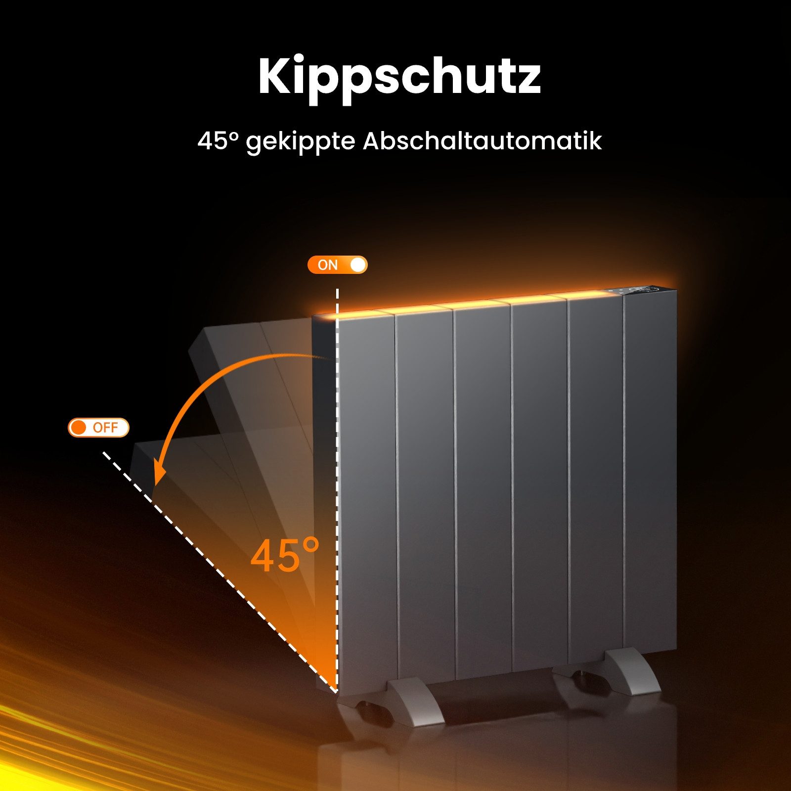 EMKE Elektro-Heizkörper elektrische Heizkörper Anthrazit 1000/1500W Stehend/wandmontierbar, Wifi-Steuerung LCD-Display Timing-Funktion Elektroheizung 1000W