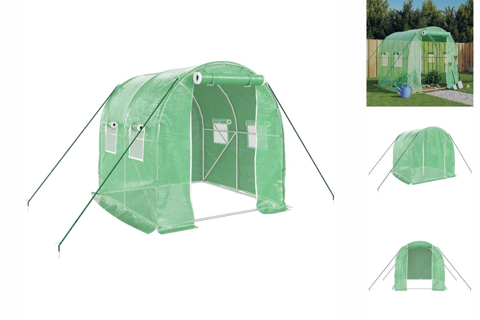 vidaXL Gewächshaus Gewächshaus mit Stahlrahmen Grün 4 m² 2x2x2 m Kunststoff Plane Zelt grün | Rabatt: 24%