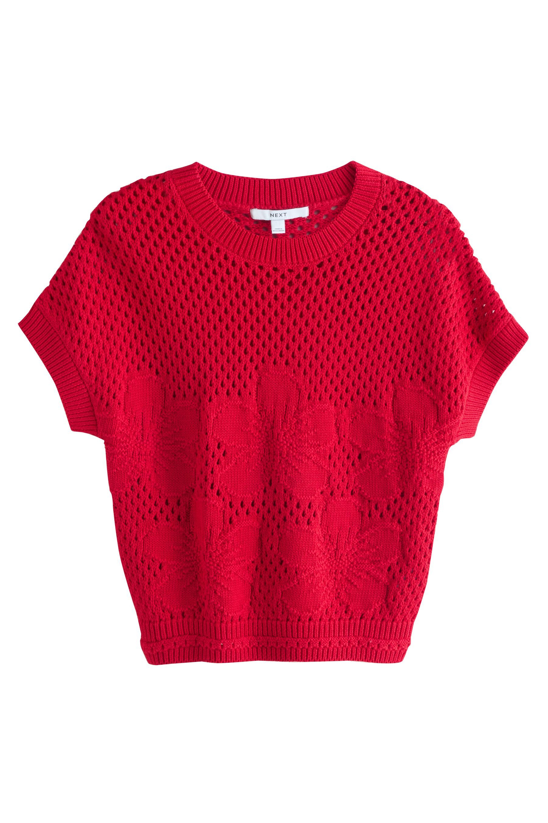 Next Kurzarmpullover Kurzarmoberteil mit Häkeldetail und Blumenmuster (1-tl günstig online kaufen