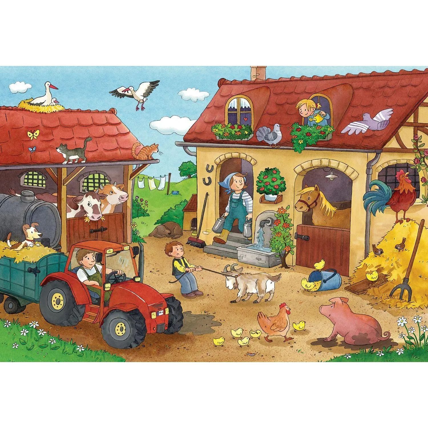 Ravensburger Puzzle Fleißig auf dem Bauernhof. Puzzle 2 X 12 Teile, 12 Puzzleteile