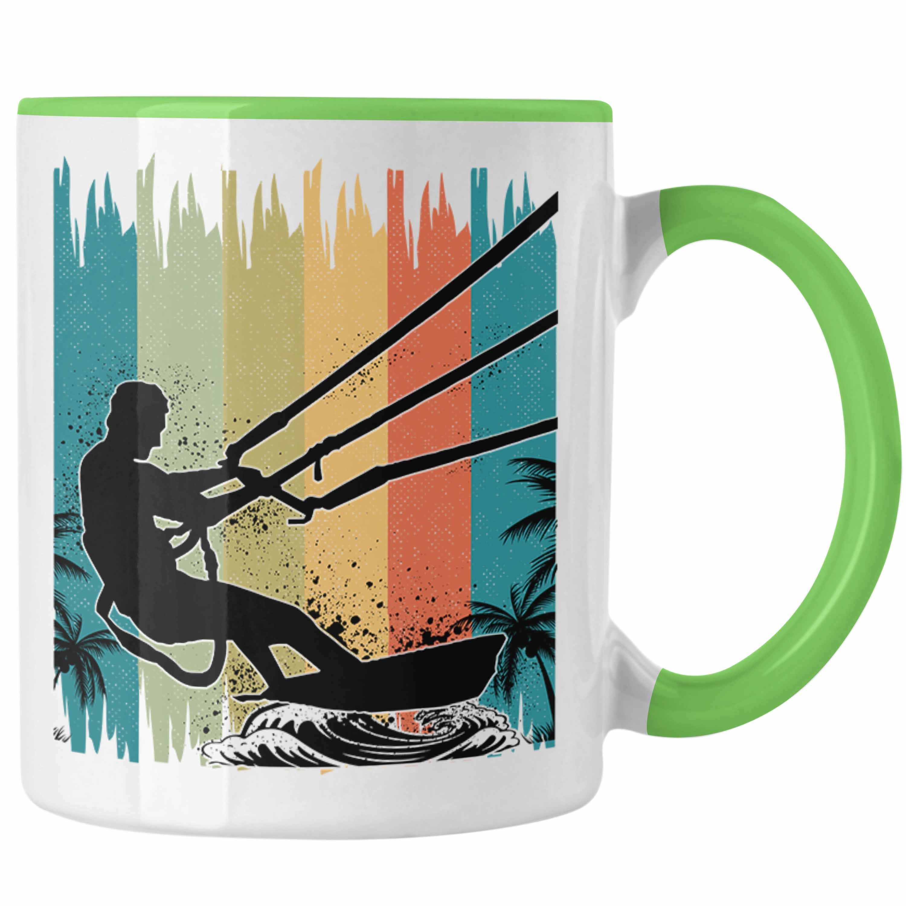 Trendation Tasse Kitesurfing Tasse Geschenk für Kitesurfer Geschenkidee Grün