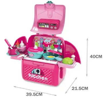 COIL Spielküche Küchenset-Tasche, Kochspielzeug, Tragbare Kinderküche im Rucksack, Kochzubehör, 28x22x12 cm
