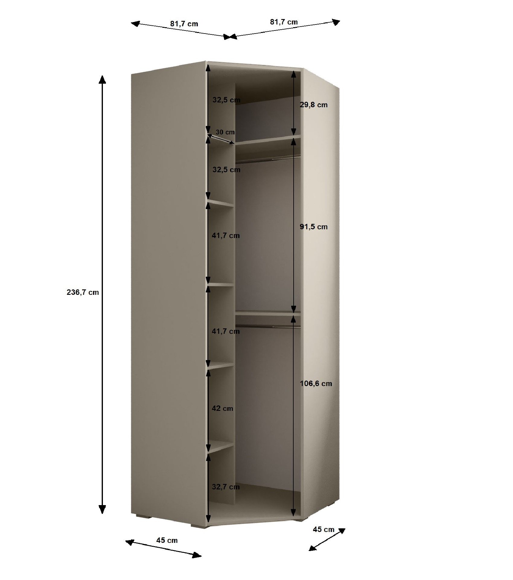 ABIKS MÖBEL Kompaktgarderobe INOVA 1 SATZ 4 Möbelset, Garderobe mit Kleiderstange und Regalen – Bild 5 von 5
