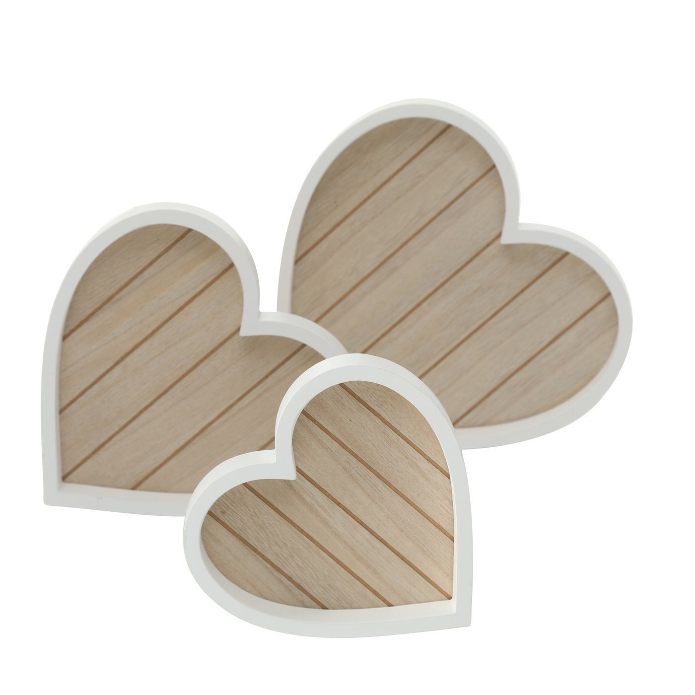 BOLTZE GRUPPE GmbH Tablett Dekotablett in Herzform HERZ, 3er-Set, MDF