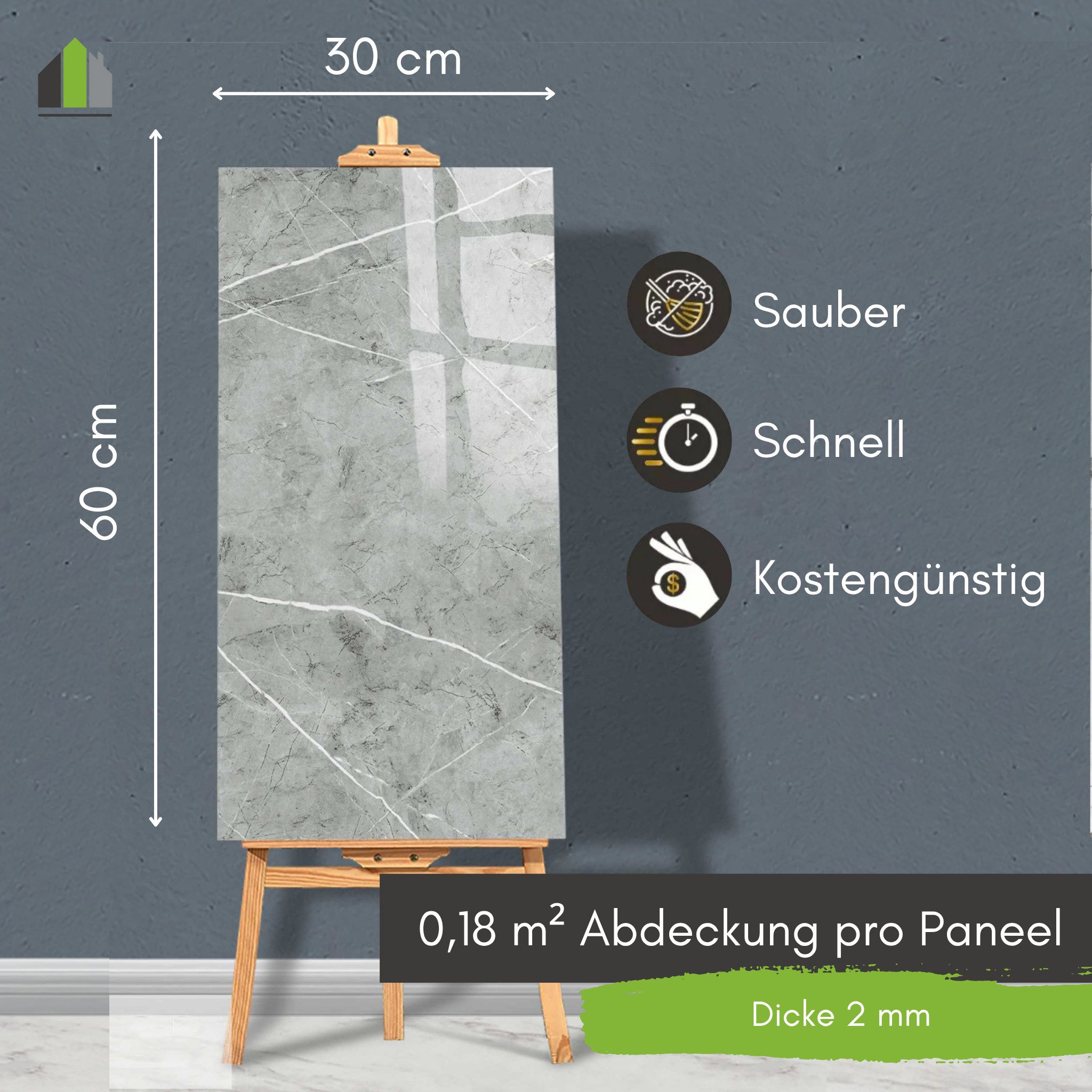 STM Company Wandpaneel Selbstklebende Marmor-Optik PVC Wandpaneele, Feuchtigkeitsbeständig, (8-tlg. Set 1,44 m) Für Küche, Badezimmer & Wohnbereich