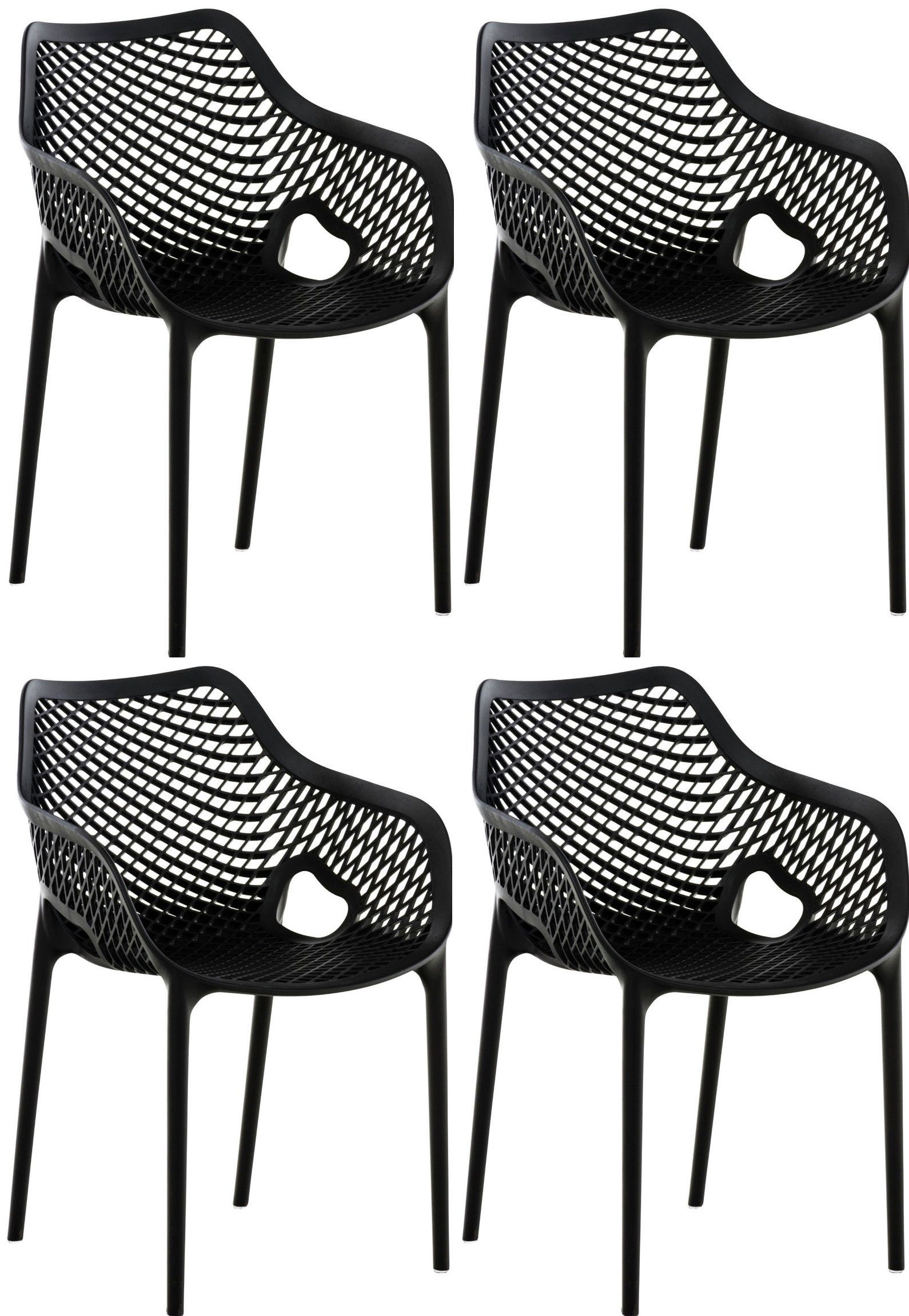 schwarz mit CLP Gartenstuhl Wabenmuster XL (4er Air Set), Outdoor-Stühle,