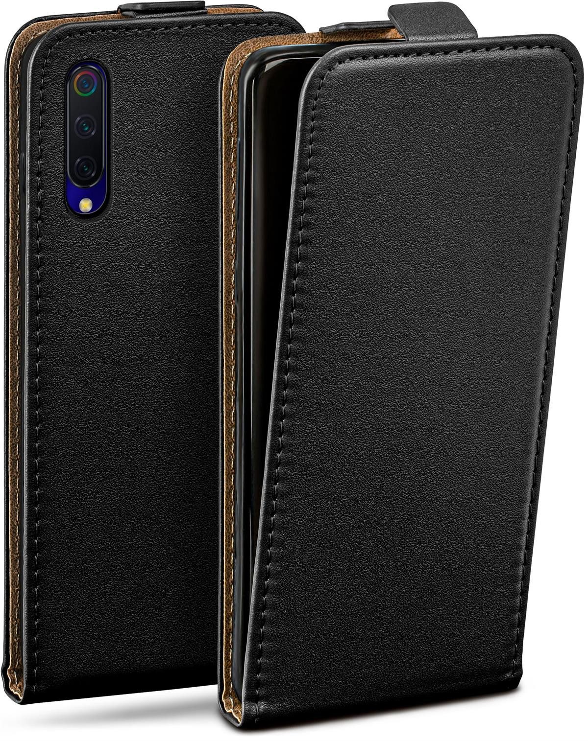 moex Handyhülle für Xiaomi Mi 9 SE Hülle Klappbar Flip Case Schwarz 5,97 Zoll, 360 Grad Schutz Handytasche Leder Optik PU Lederhülle Cover Klapphülle
