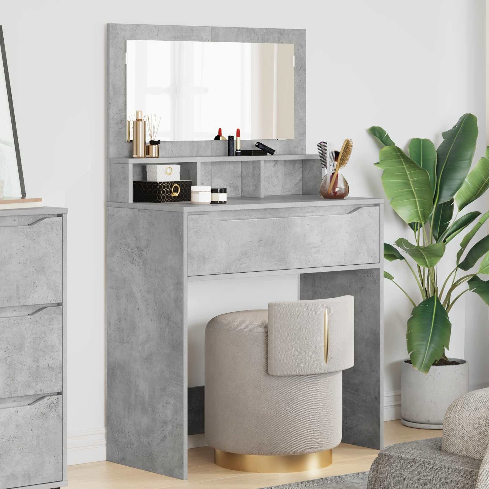 vidaXL Schminktisch Schlafzimmer-Frisiertische Beton Grau 80 x 39,6 x 135 cm (1-St)