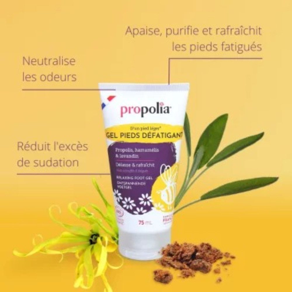 propolia Fußgel Sensitive Gel - Fußpflege gegen Schweiß, Geruch & müde Füße, 1-tlg., Natürliche Fußpflege Gel mit Propolis & ätherischen Ölen für Frische