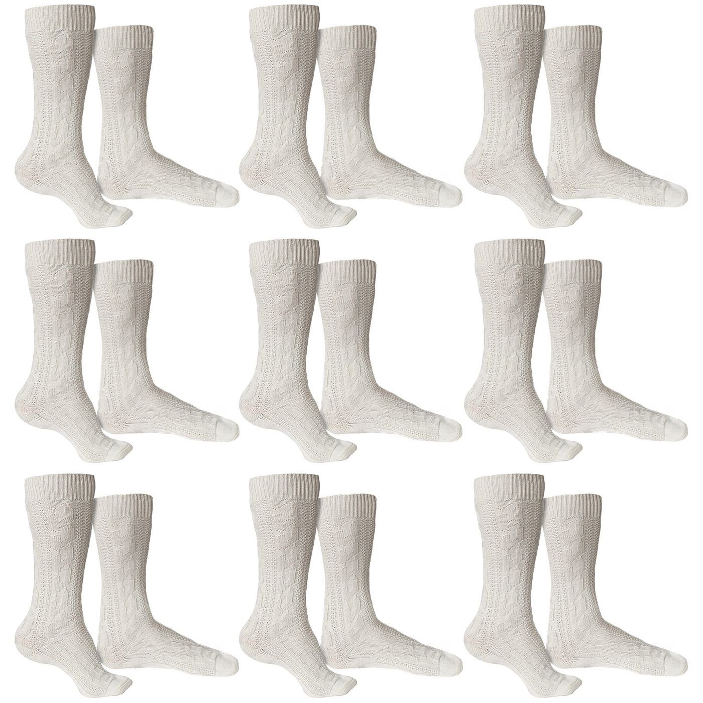 German Wear Trachtensocken GW200 Natur Paar (12-Paar) Trachtensocken Trachtenstrümpfe Zopfmuster 40cm