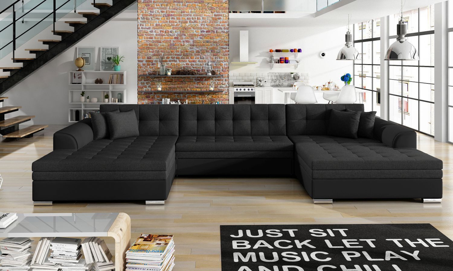 Lukas Möbel Wohnlandschaft Wohnlandschaft Vera mit Schlaffunktion XXL-Sofa in U-Form, mit Bettfunktion