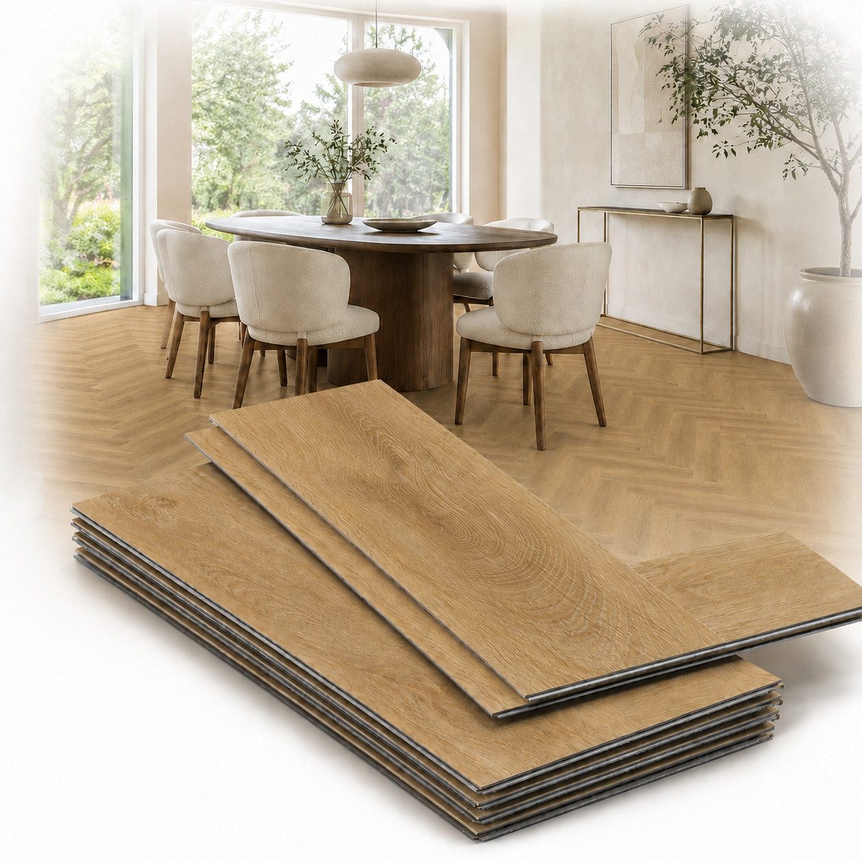 IKHEMalarka Vinylboden Fischgrät Herringbone Collection – 1,752 m² – 5,5 mm – NK 42, Integrierte Trittschalldämmung, Premium Boden mit Elegante Fischgrätoptik